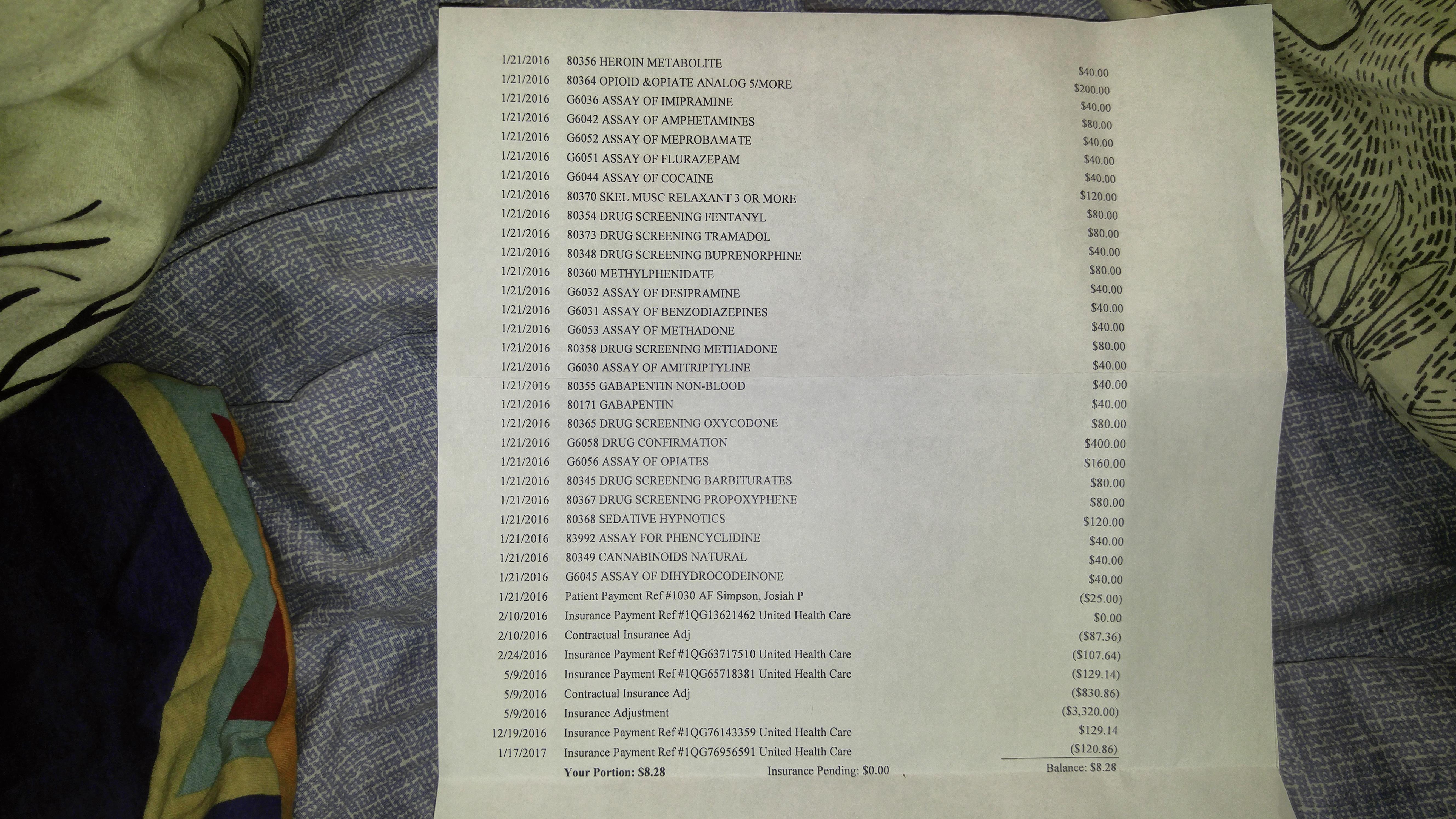 Look how much a drug test costs me at the doctor's office! Glad kratom