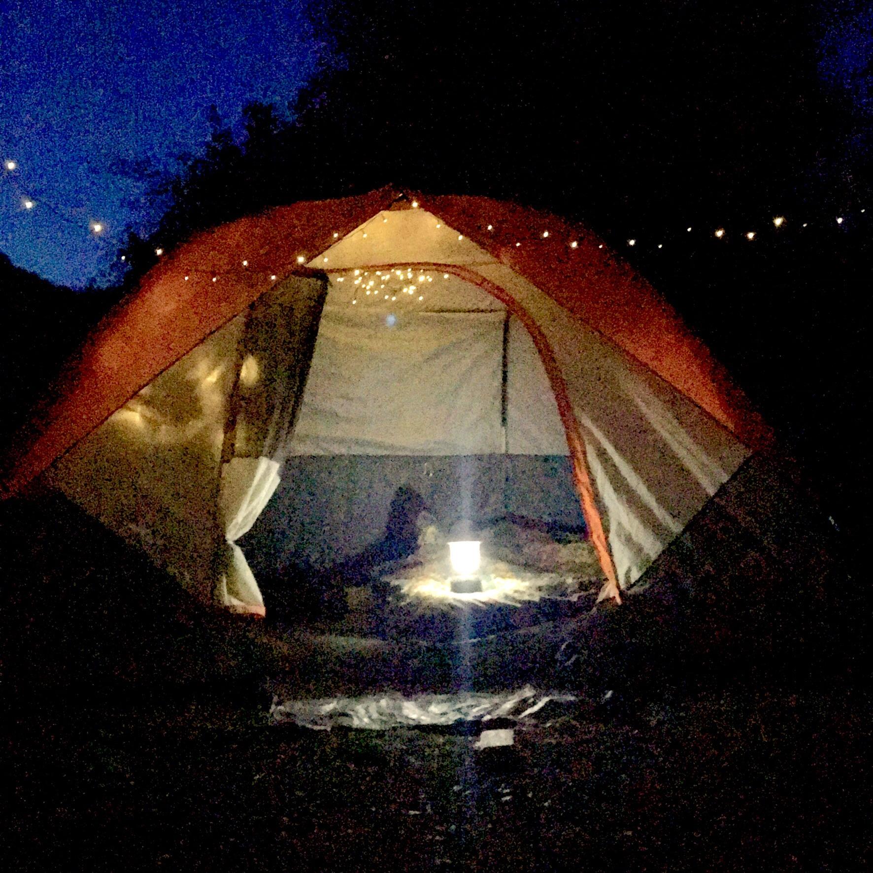 Camping tip solar Christmas lights. Silent, inexpensive and saves the