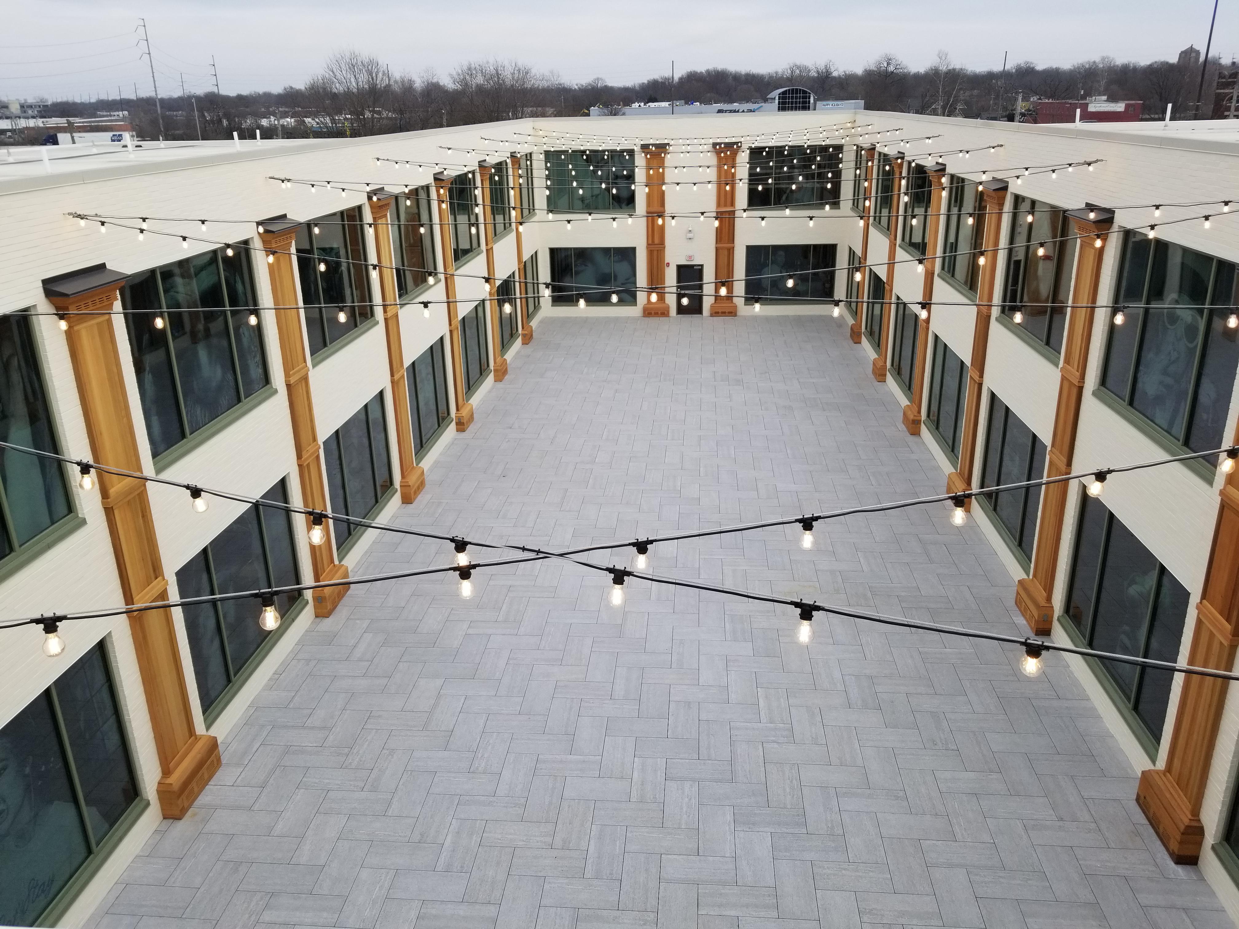 The courtyard for the new bottleworks hotel r/indianapolis