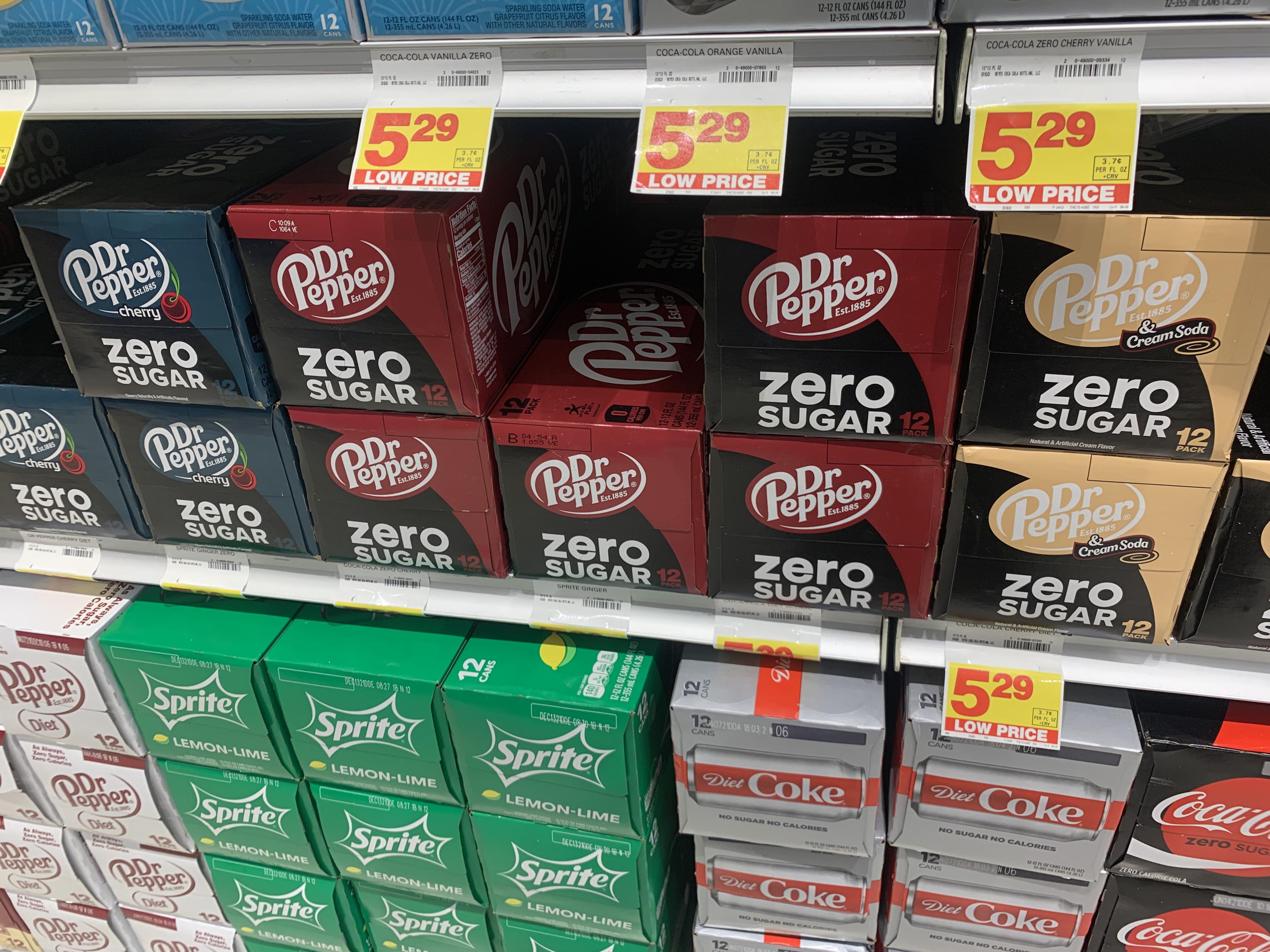 Dr Pepper Cherry AND & Cream Soda Zero Sugar Stater Bros in CA r