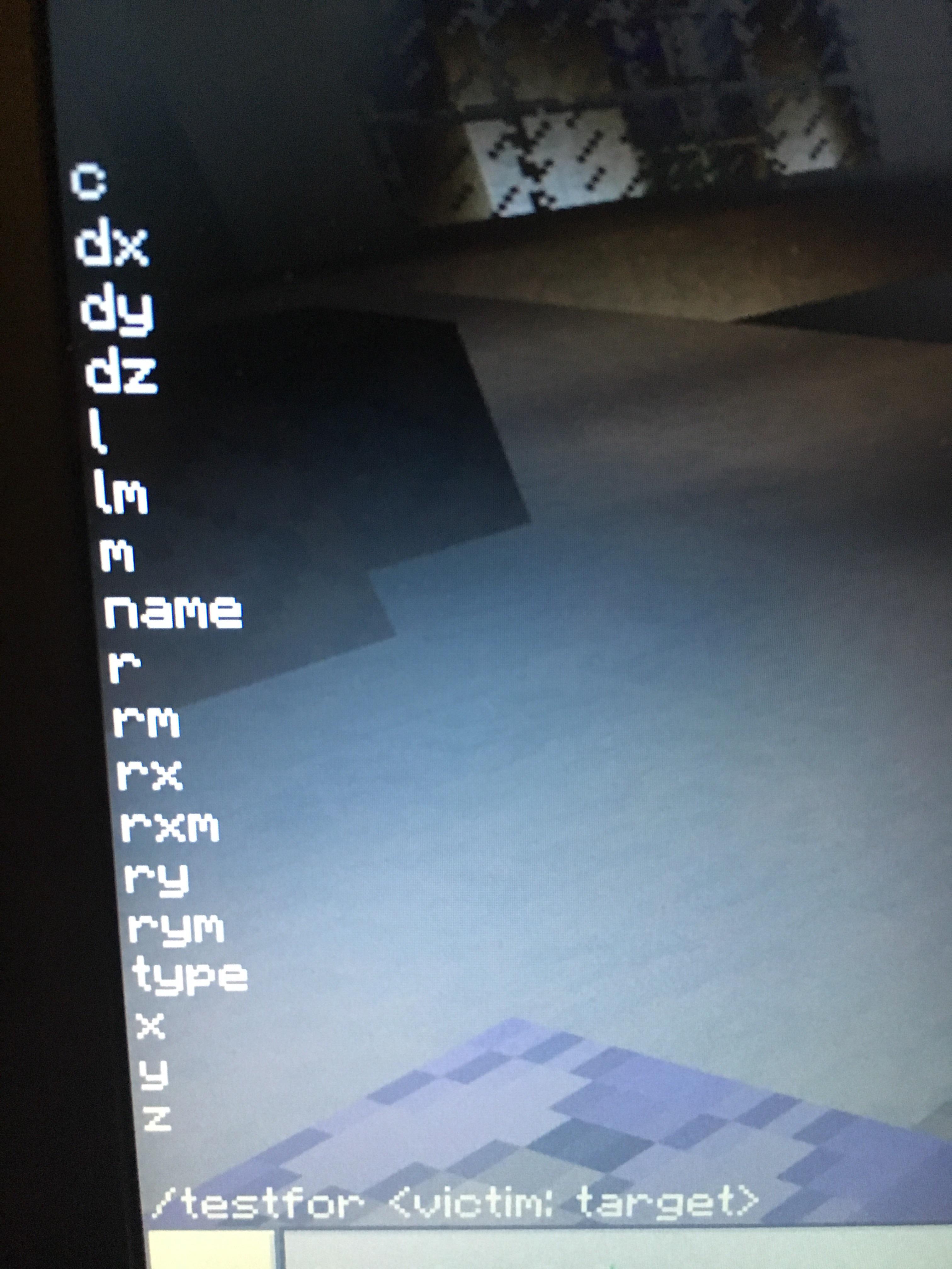 Does anyone know what these all mean in the /testfor command? (Running