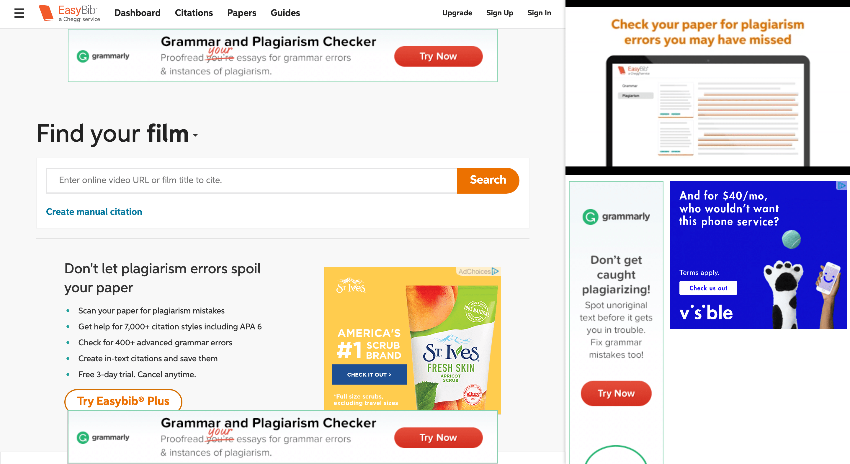 Heres EasyBib the website that displays up to 7 ads at a time if you