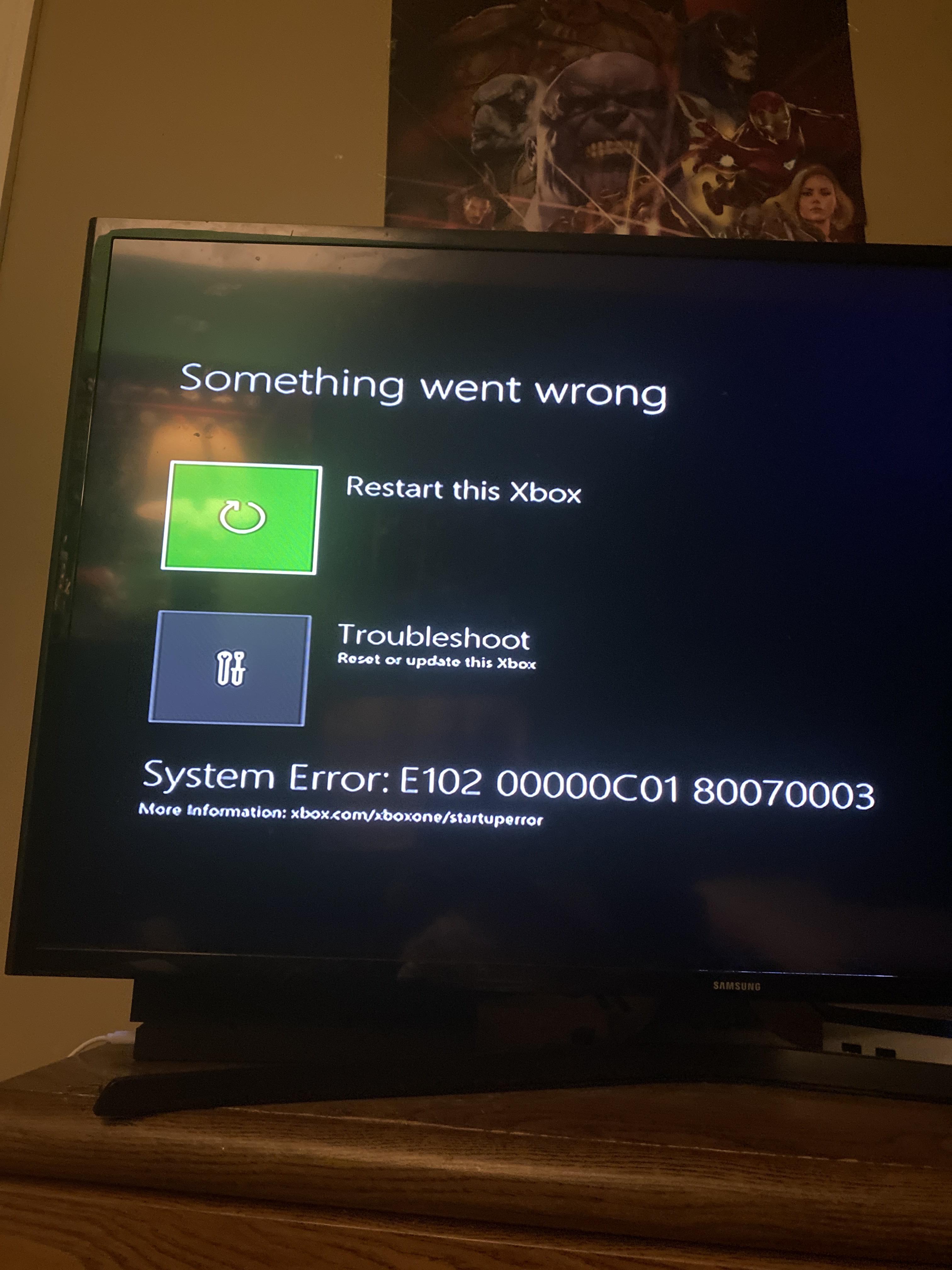 Xbox one X keeps saying diff error codes, Won’t let me factory reset