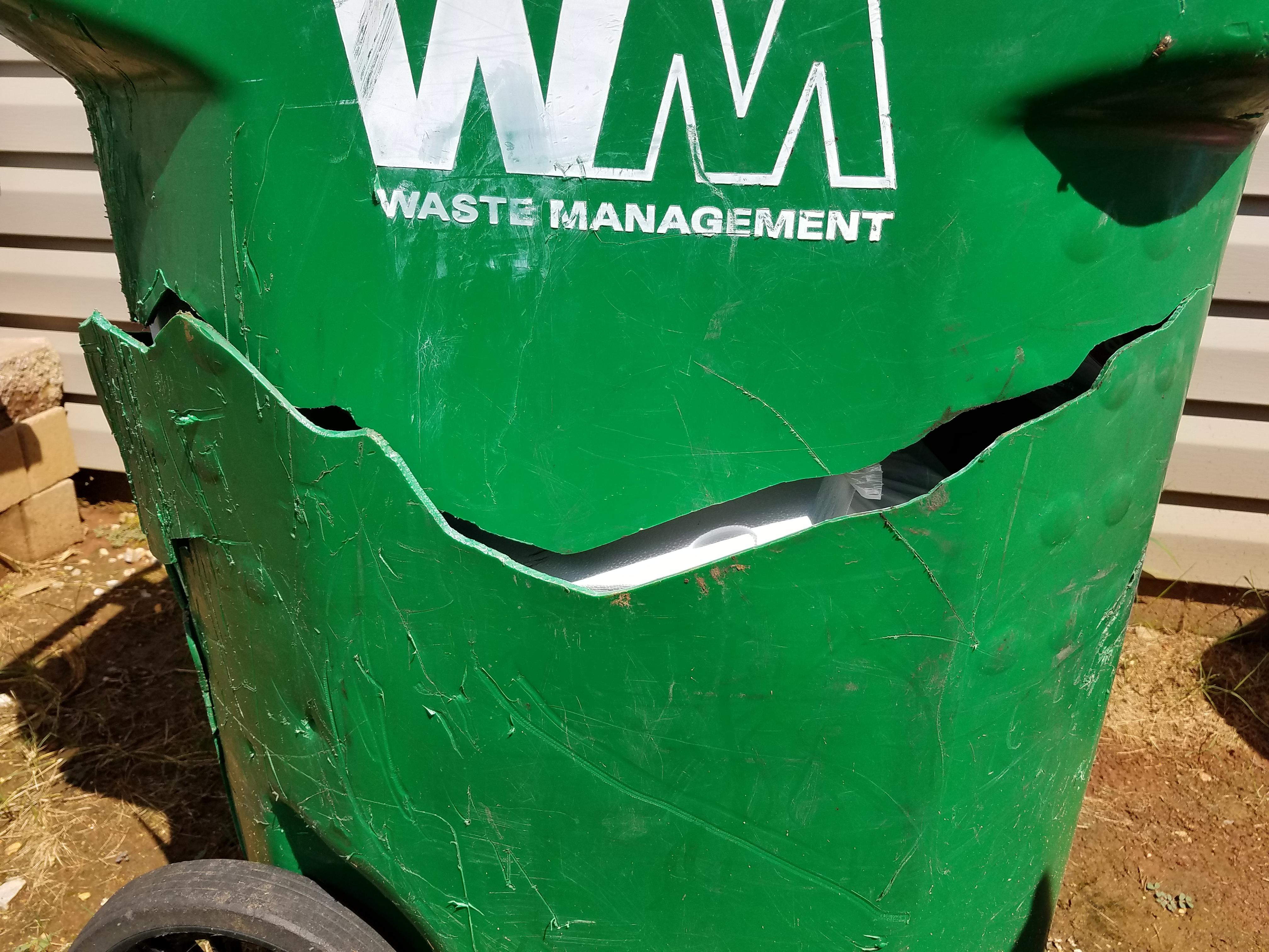 I don't mean to alarm you guys, but there's a crack in my garbage can