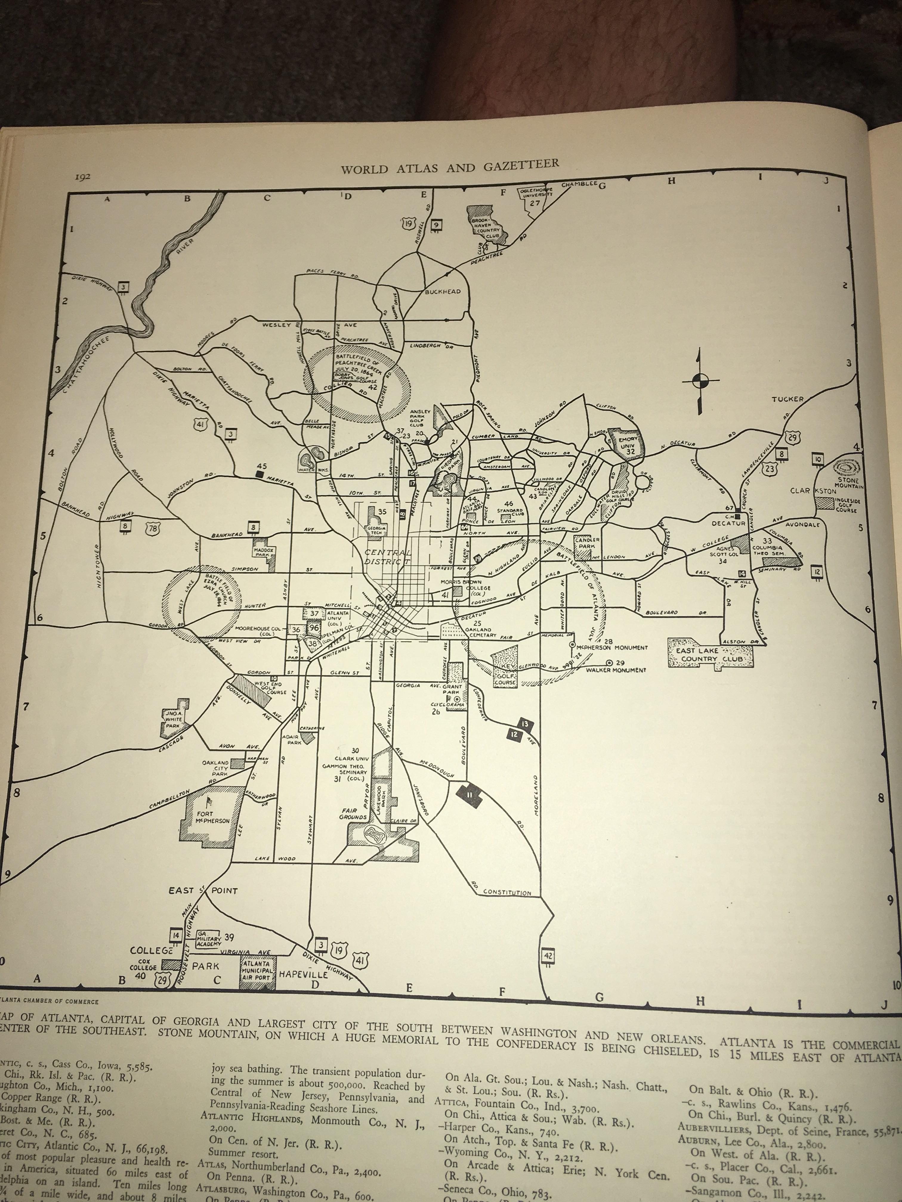 Found a map of Atlanta from 1940 in a book. Super interesting history