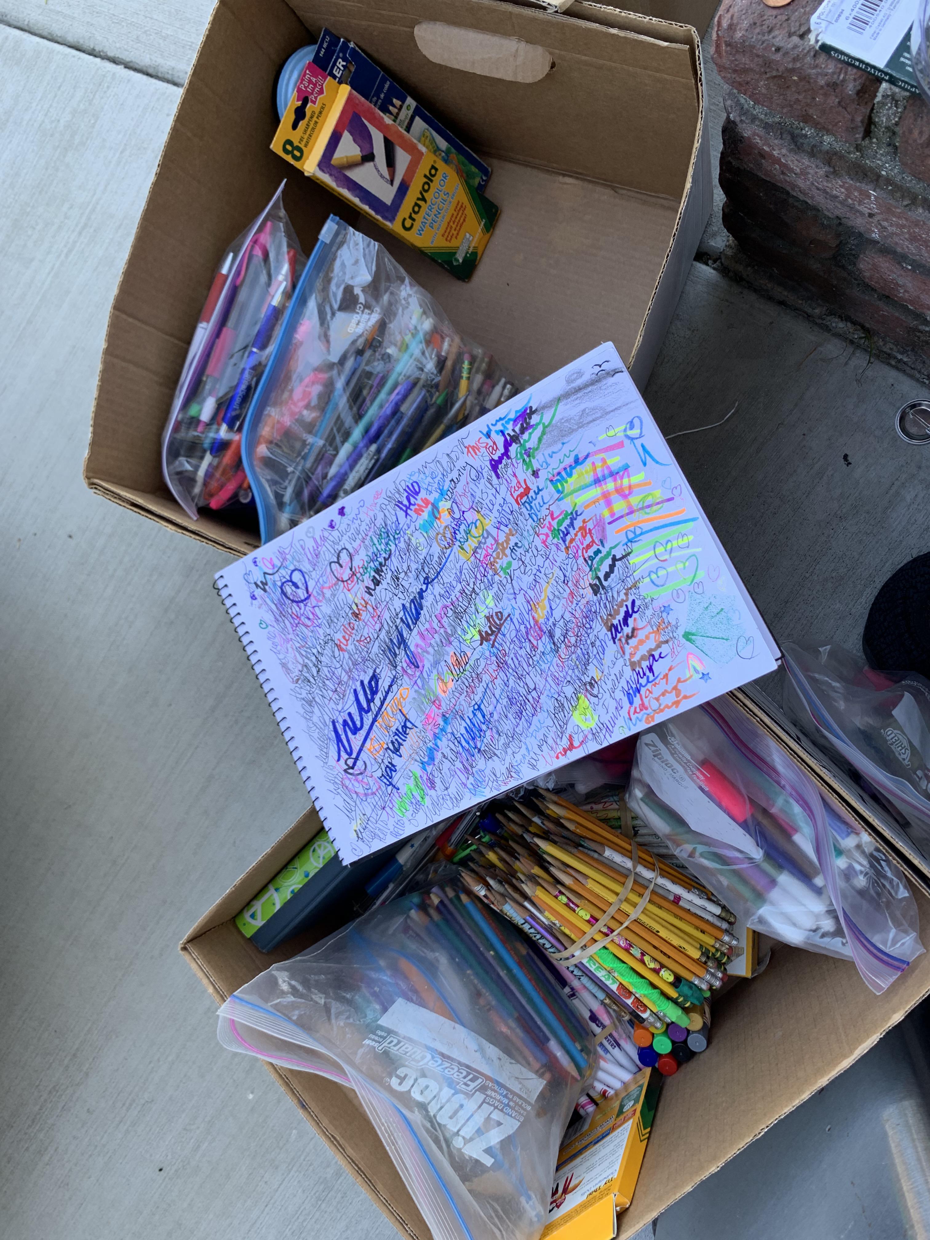 After an entire afternoon of going through 6 boxes of art supplies etc