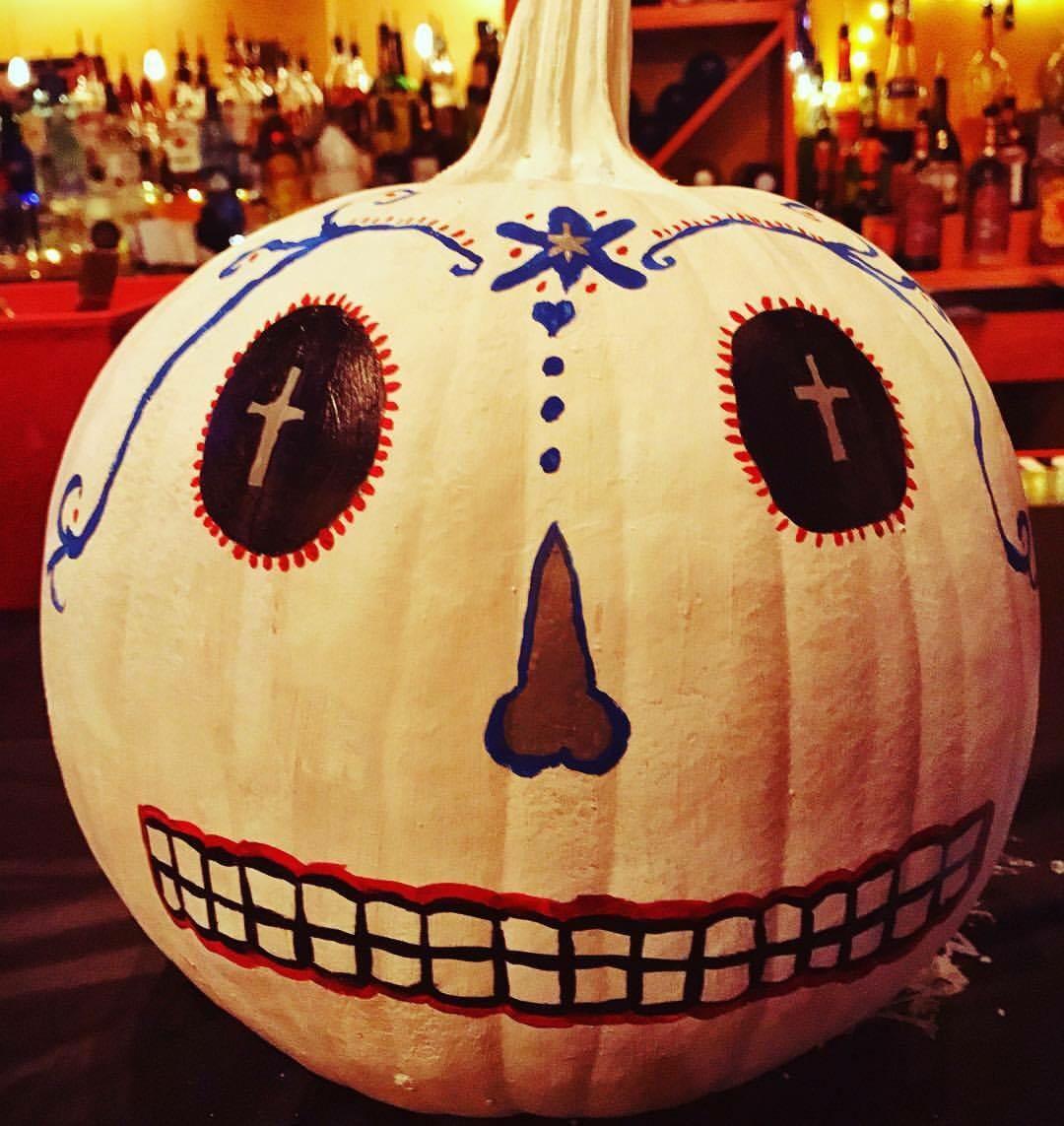 Result of last years pumpkin painting night 🎃💀 halloween