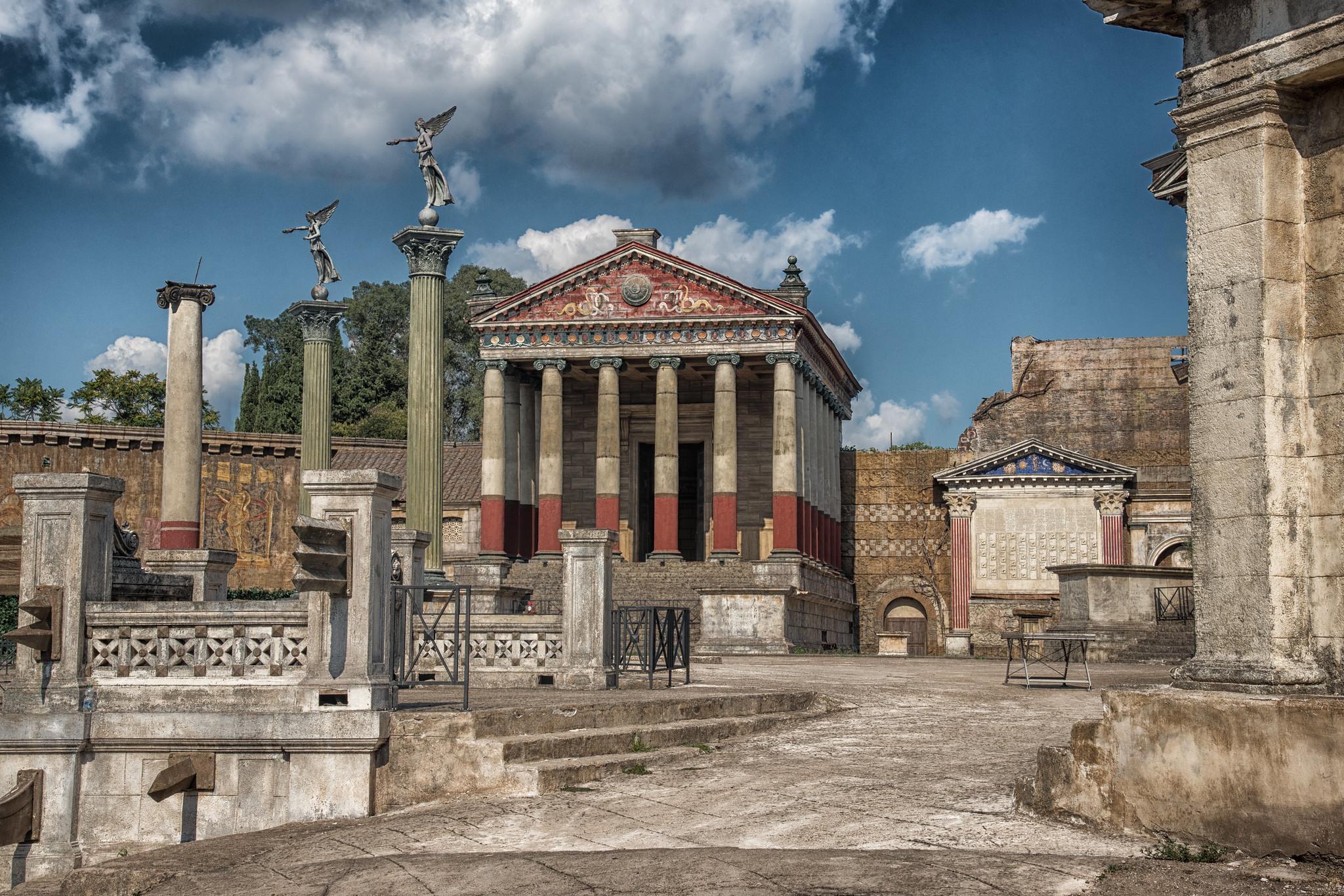 The stage set scenography for the TV series Rome in Cinecittá, Rome