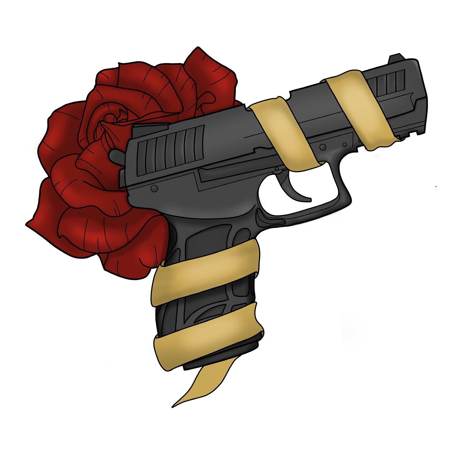 Revolver Tattoo Stencil