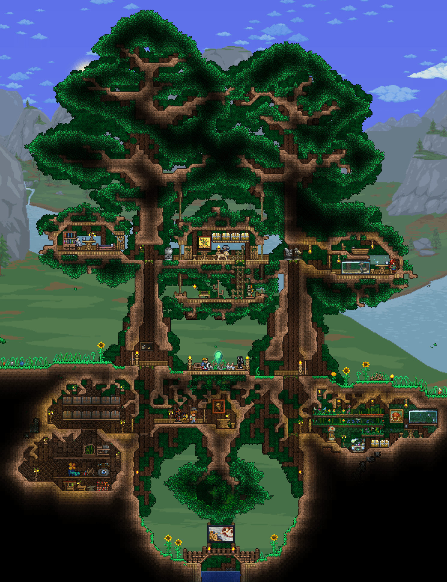 My master mode preWoF build with a tiny underground tree for the guide