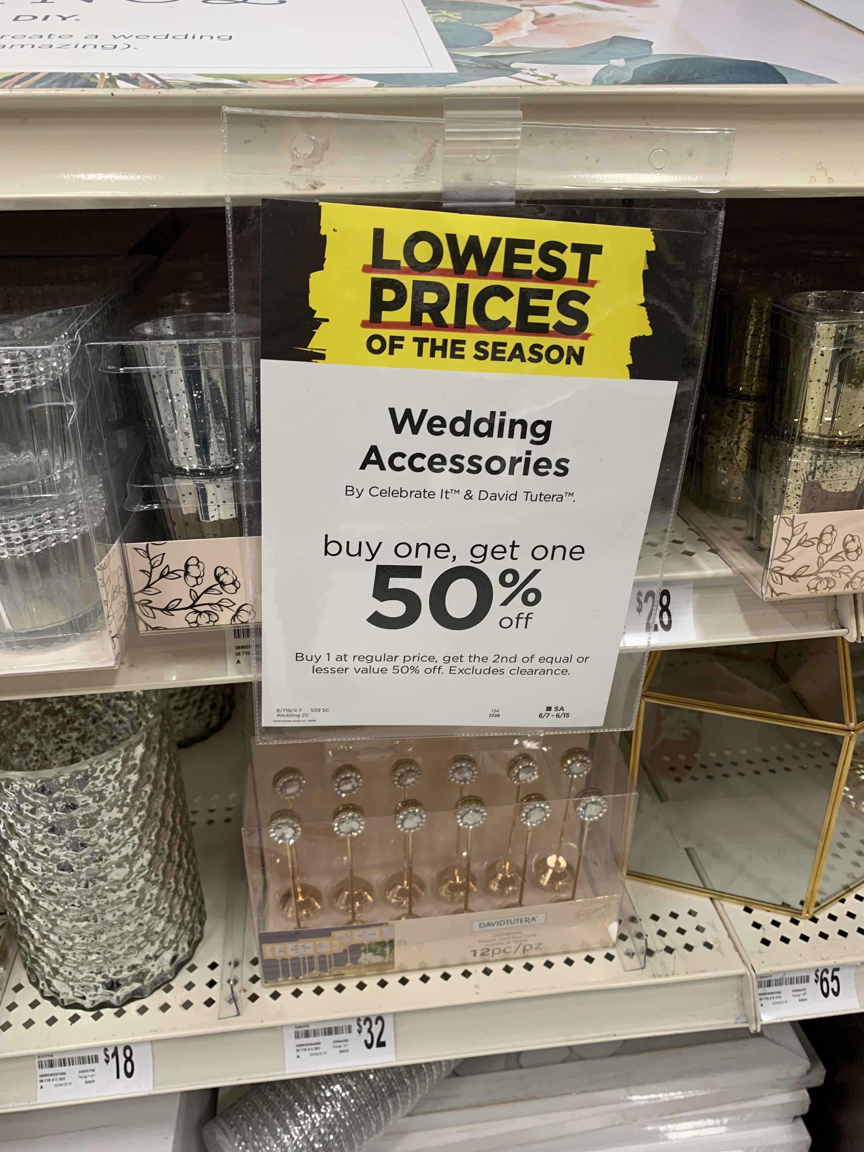 Michaels has wedding accessories buy one get one half off! Along with