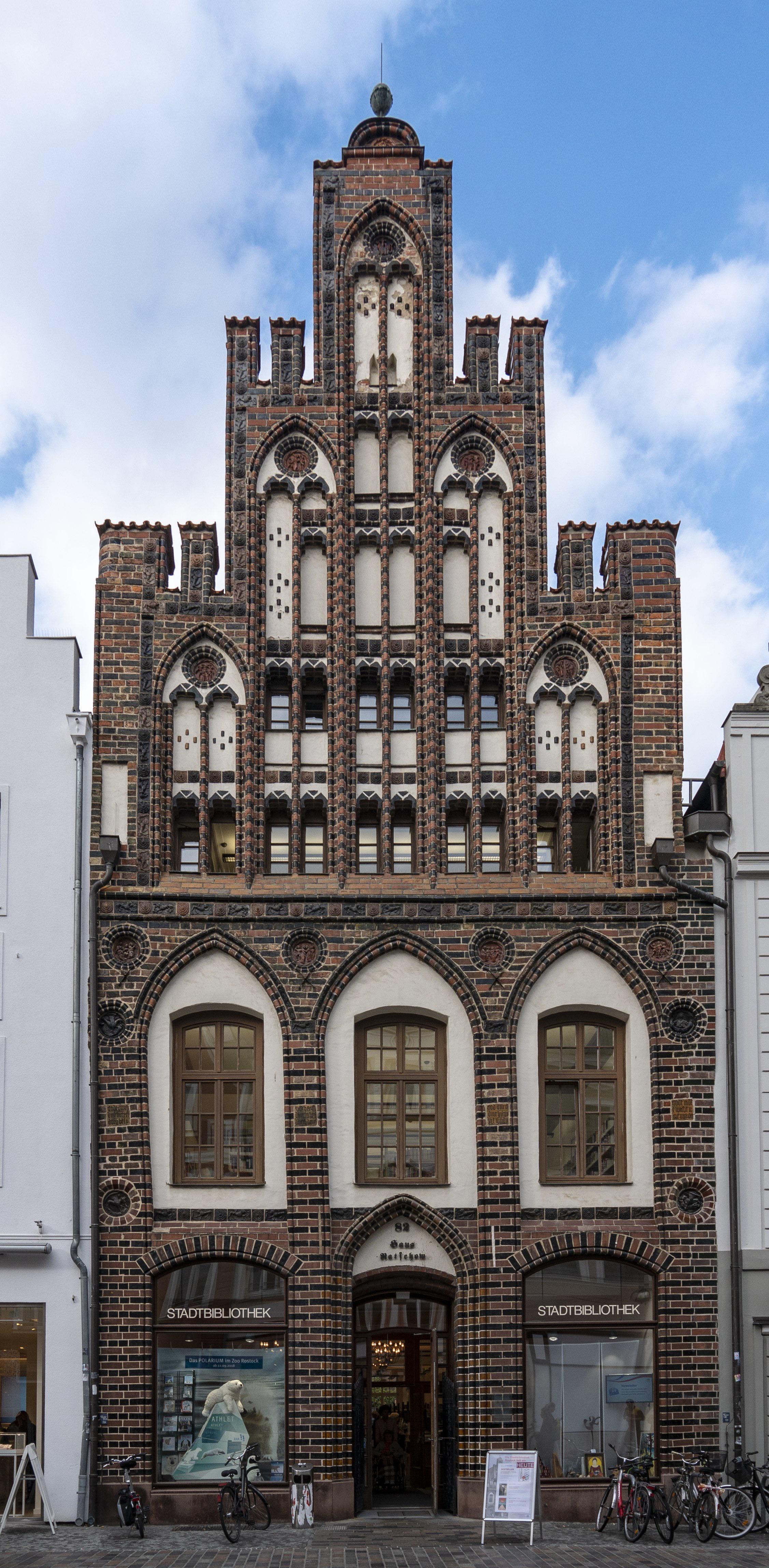 The brick gothic Ratschow house in Rostock, Germany (15th century) r