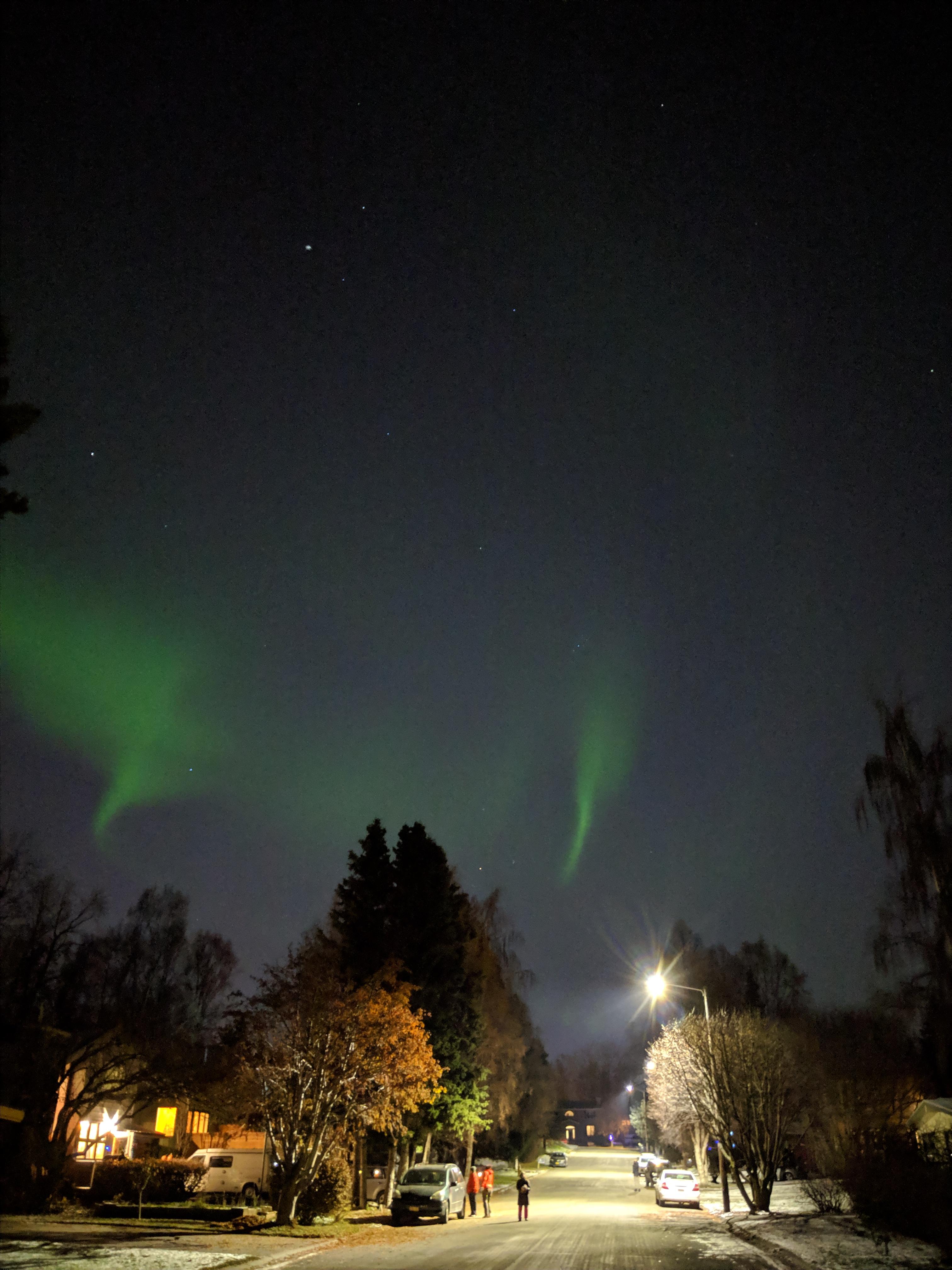 A rare treat to see lights this close to downtown! (Near Westchester