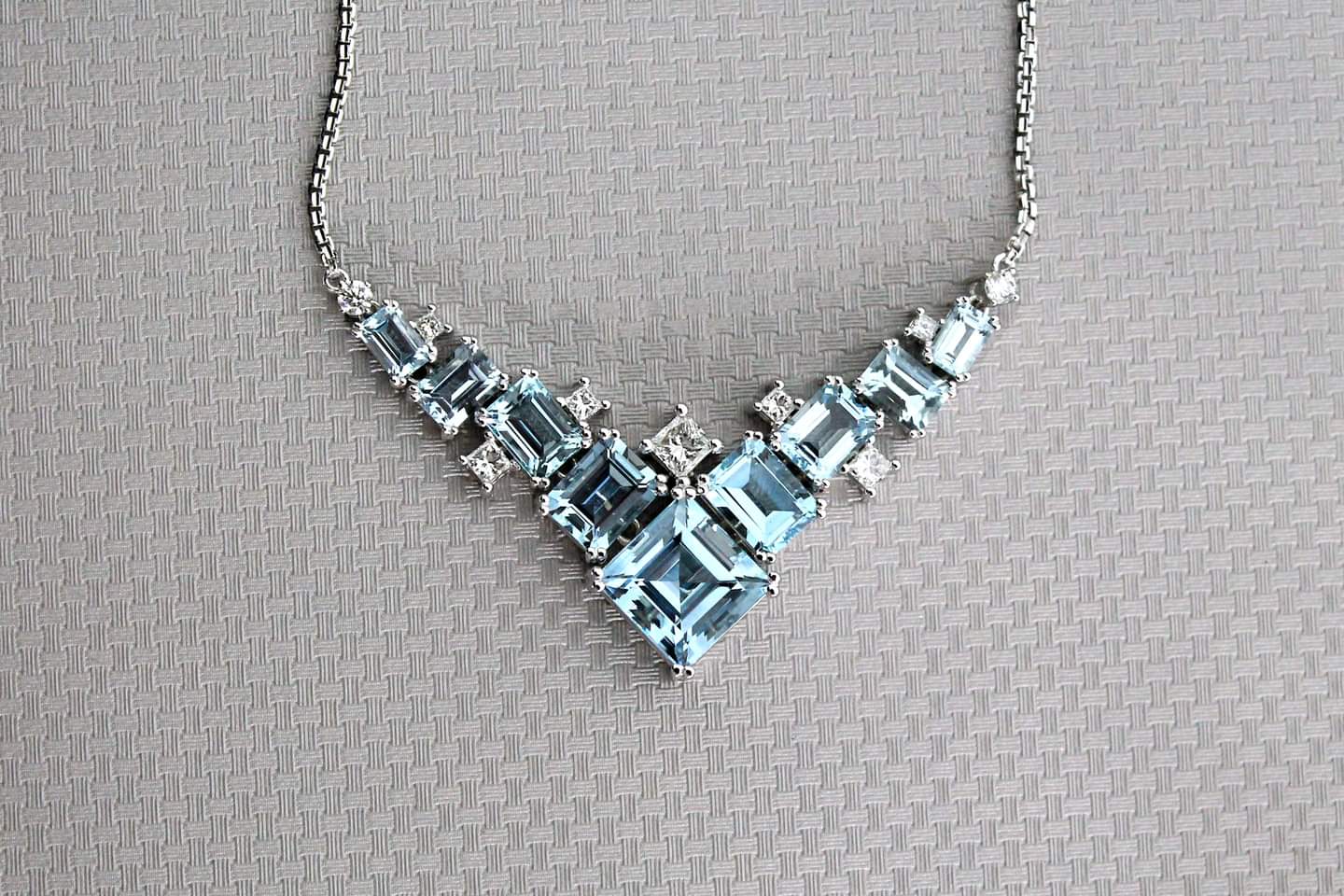 First Post on Reddit! Aquamarine and Diamond necklace that I designed