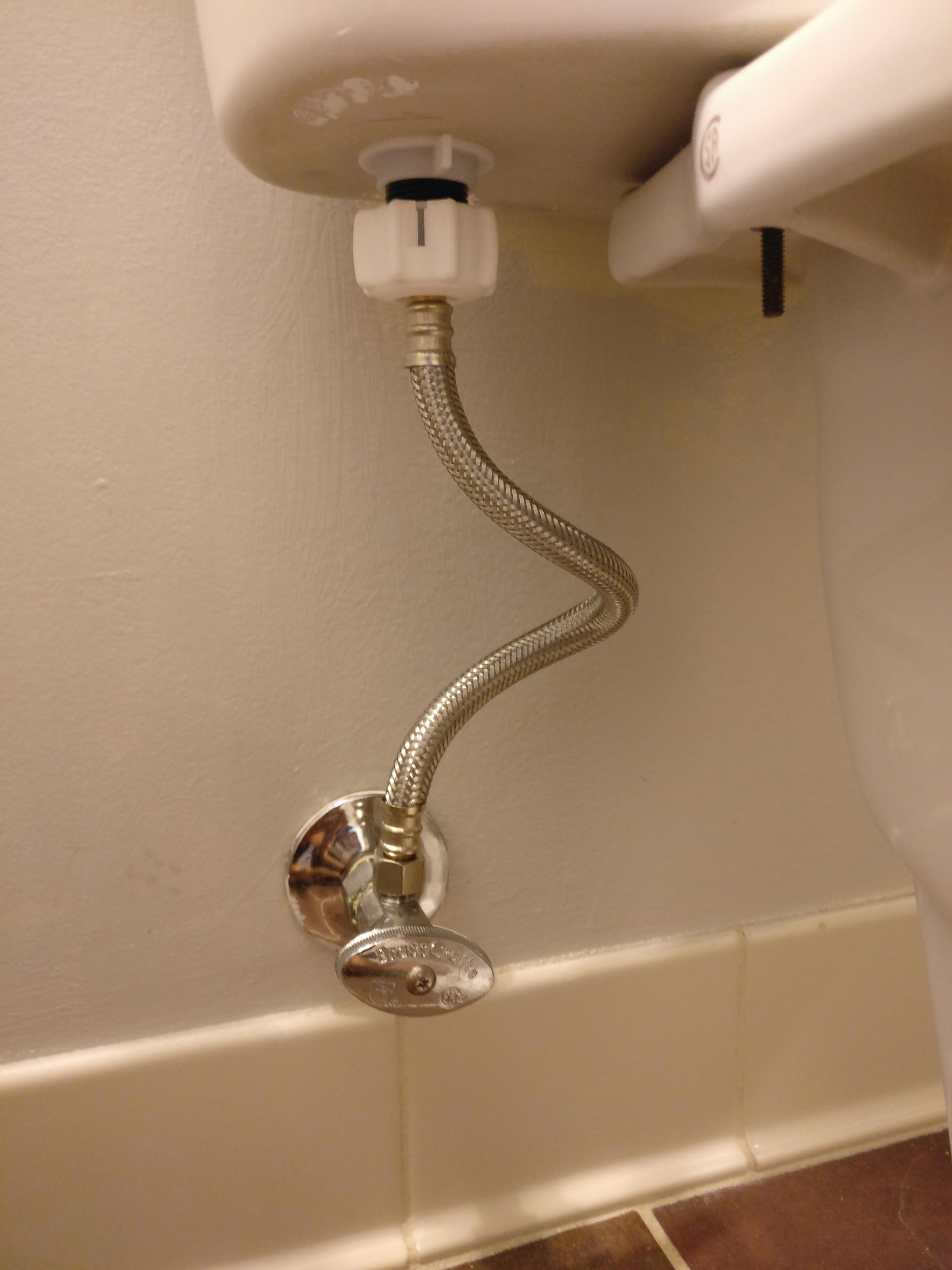 Replaced water line to toilet, anything wrong with twisting braided