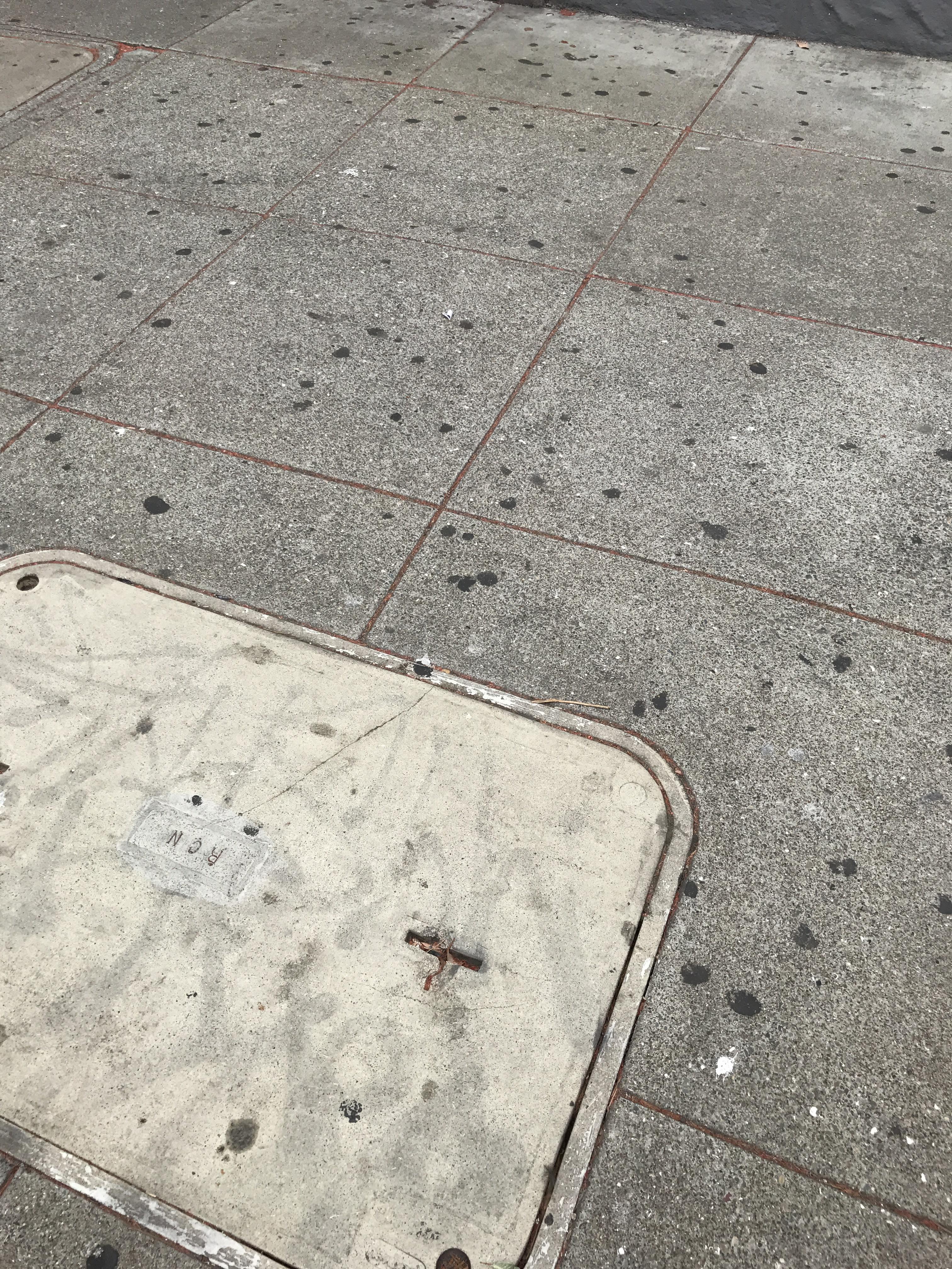 What are all these black dots that are all over city sidewalks? r