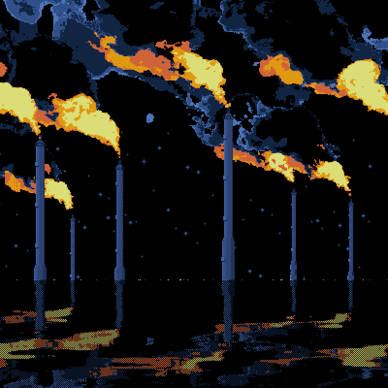 I drew this pixel art scene using 8 colors and called it "Xpectations