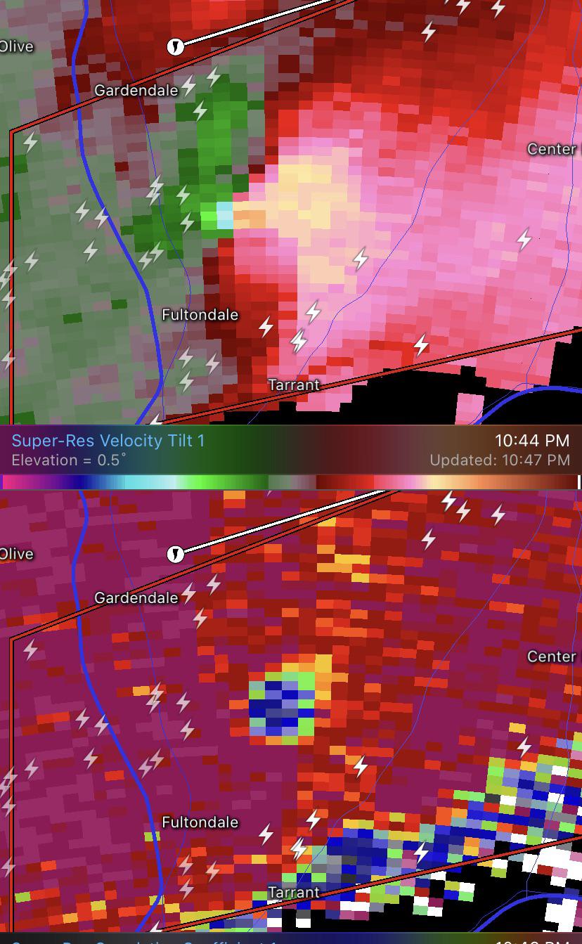 Radar image of the Tornado then went through Fultondale Alabama Tonight