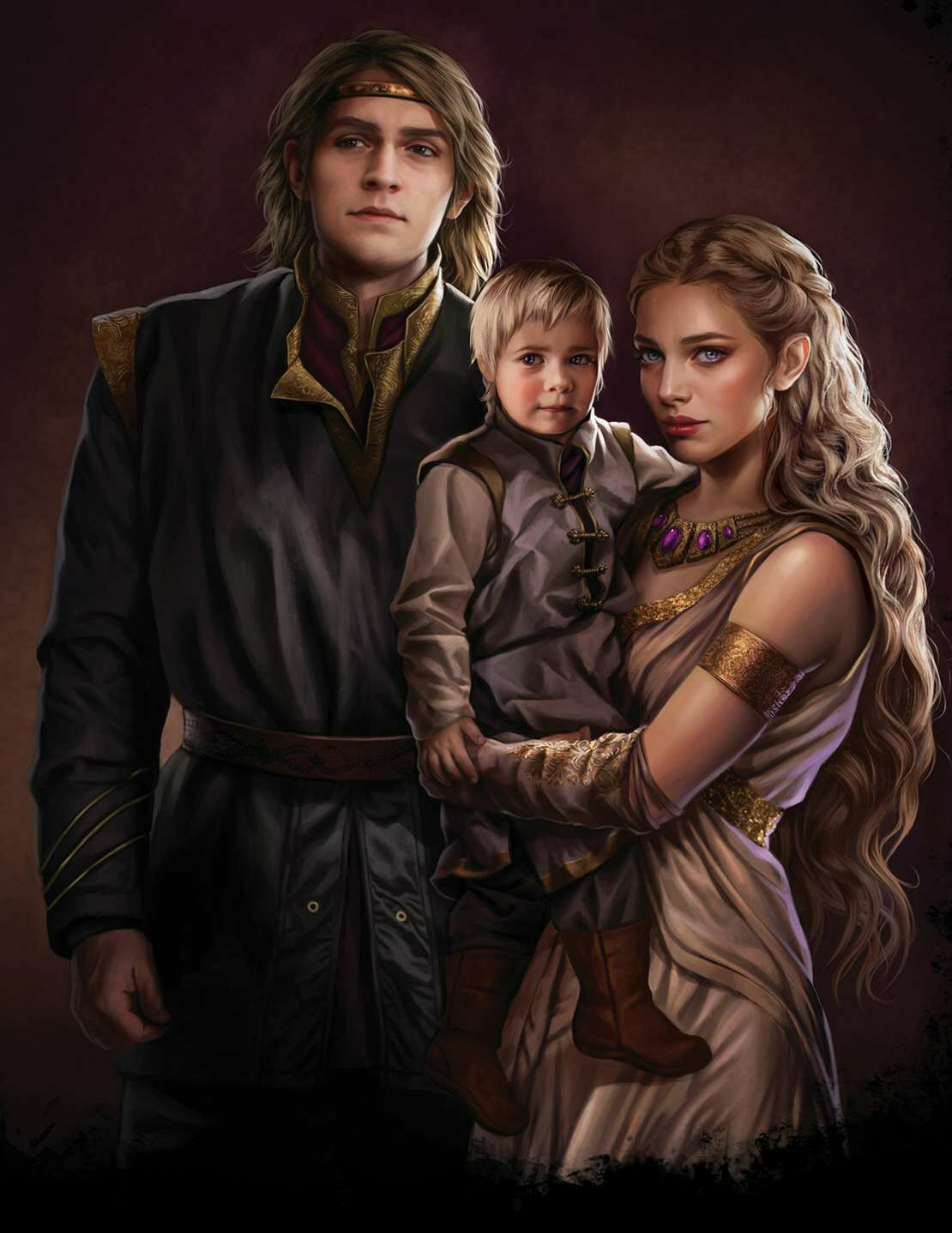 Prince Viserys II, Larra Rogare and young Prince Aegon IV, by Magali