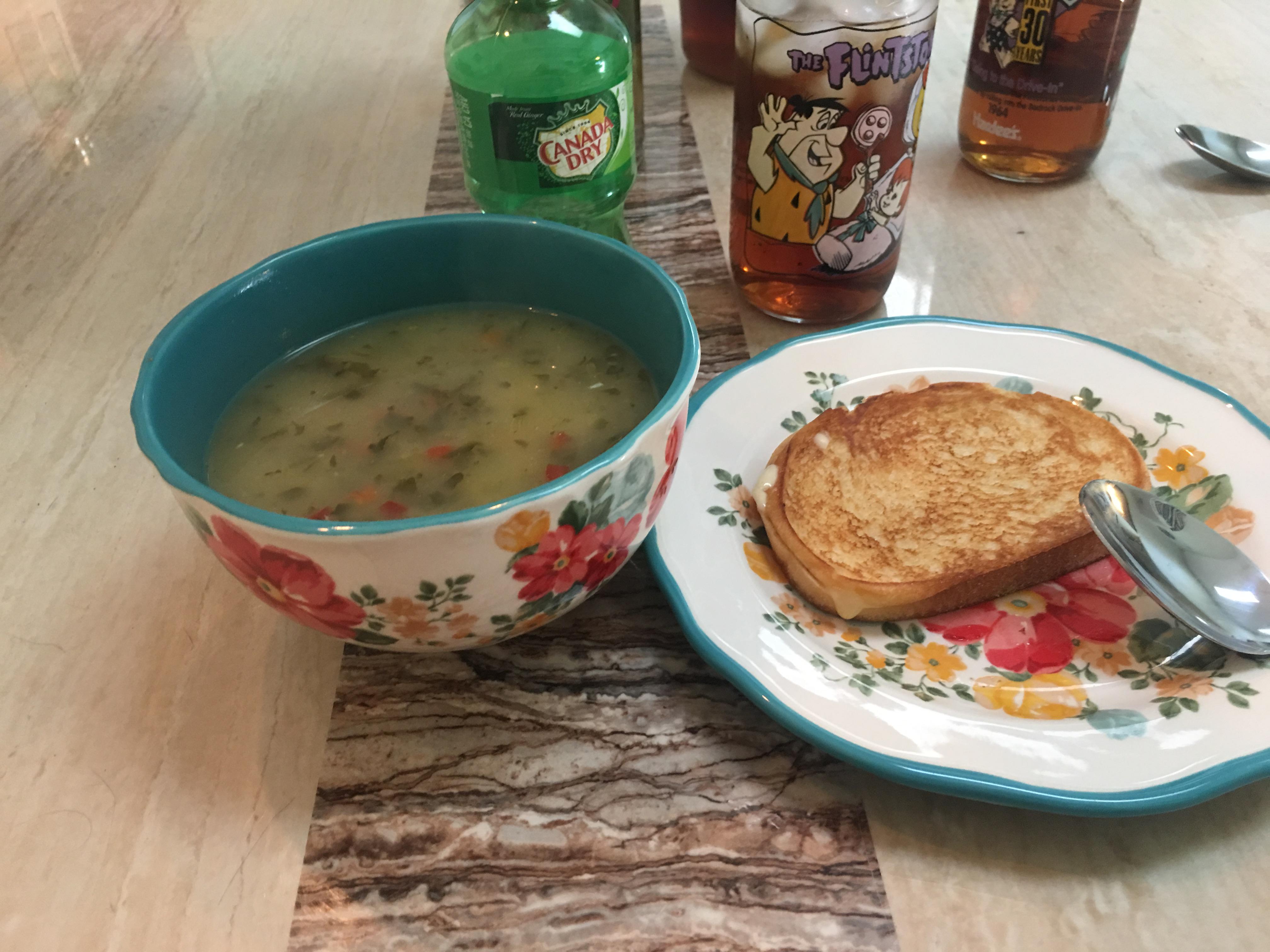 When you're not feeling well chicken soup and grilled cheese is always