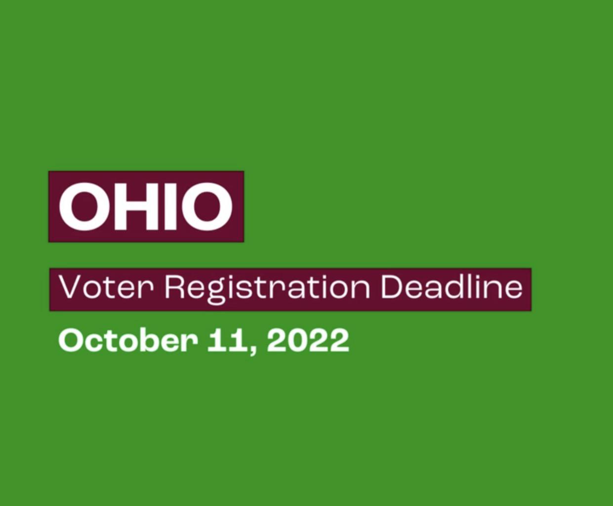 PSA Ohio’s voter registration deadline is TOMORROW. Register now! r