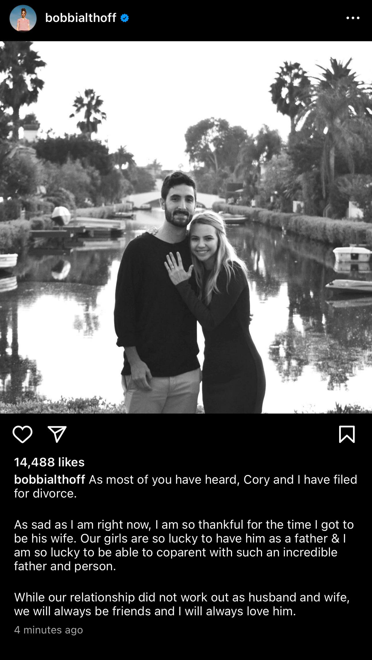 Bobbi Althoff speak out on her filed divorce from Husband, Cory Althoff