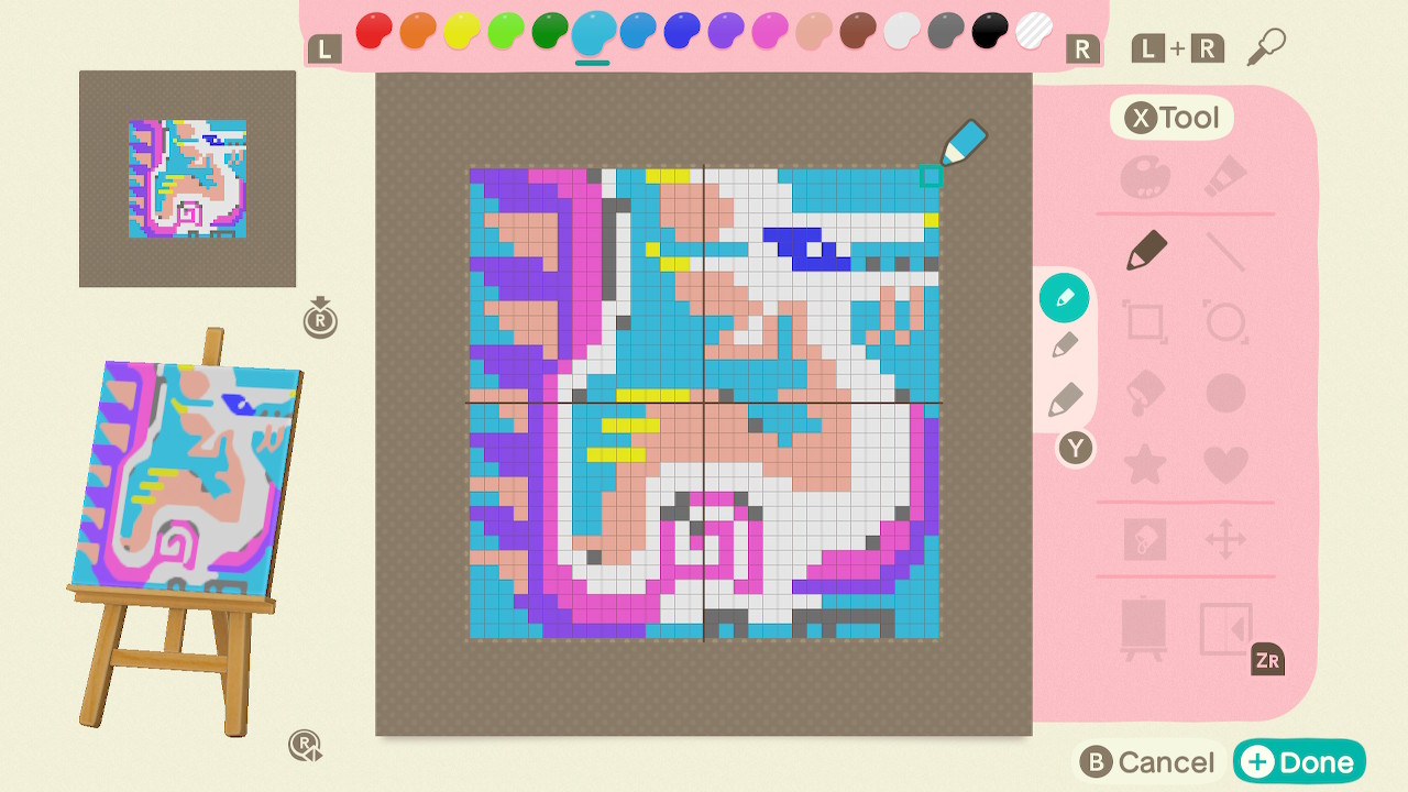 Made a mizutsune flag in the new Animal Crossing design editor. r