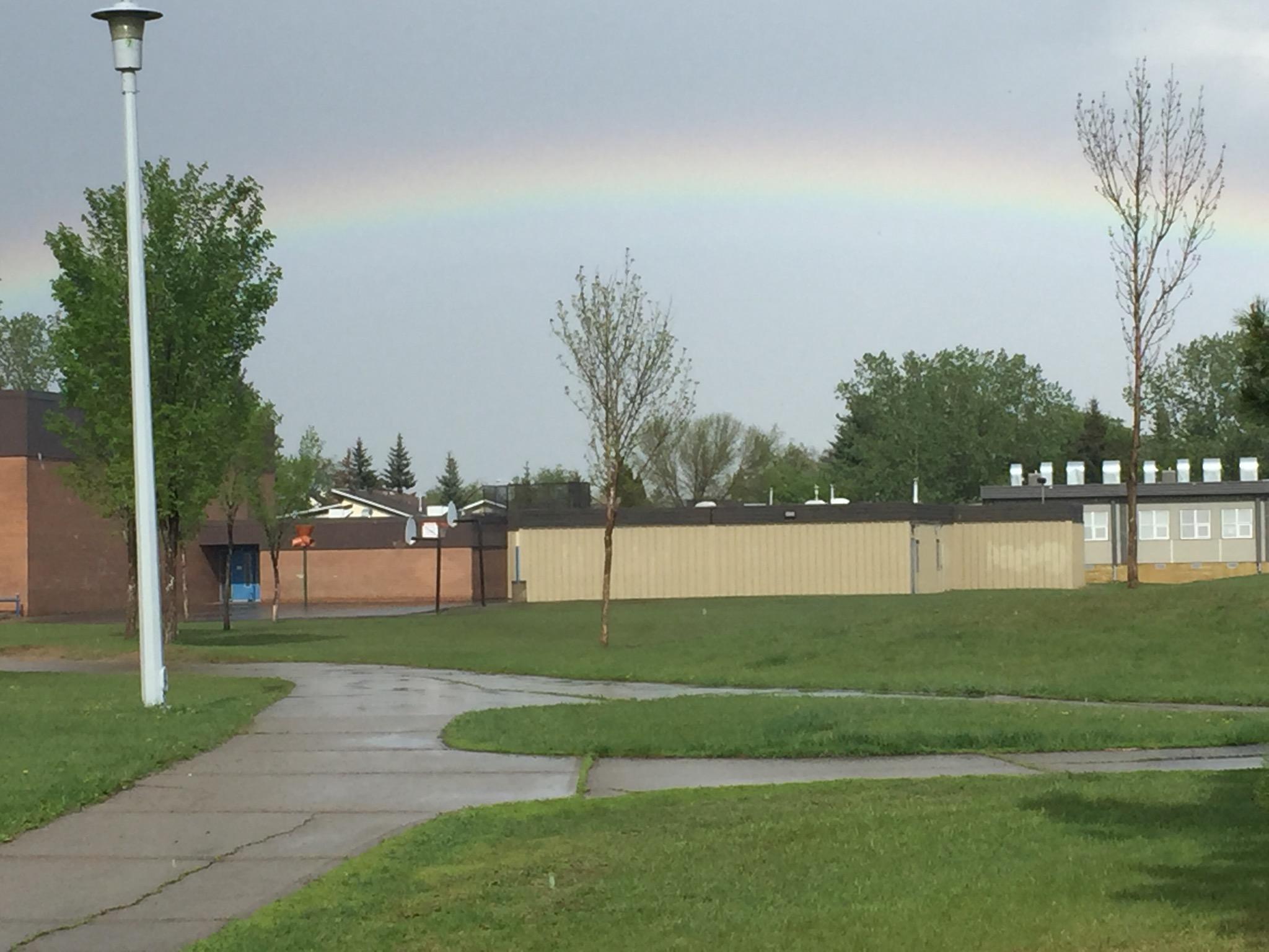 Rainbow over Sifton School r/Edmonton