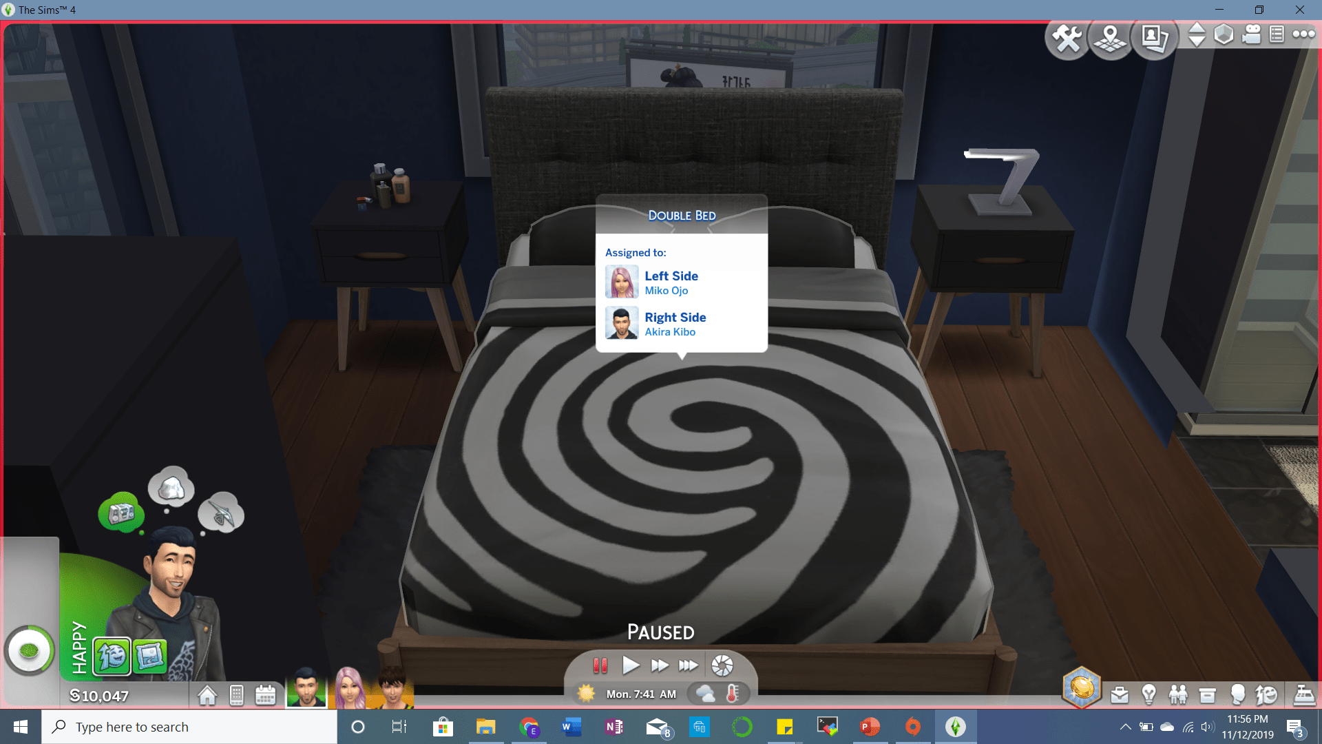 The new update lets you assign sides of a bed to different sims now
