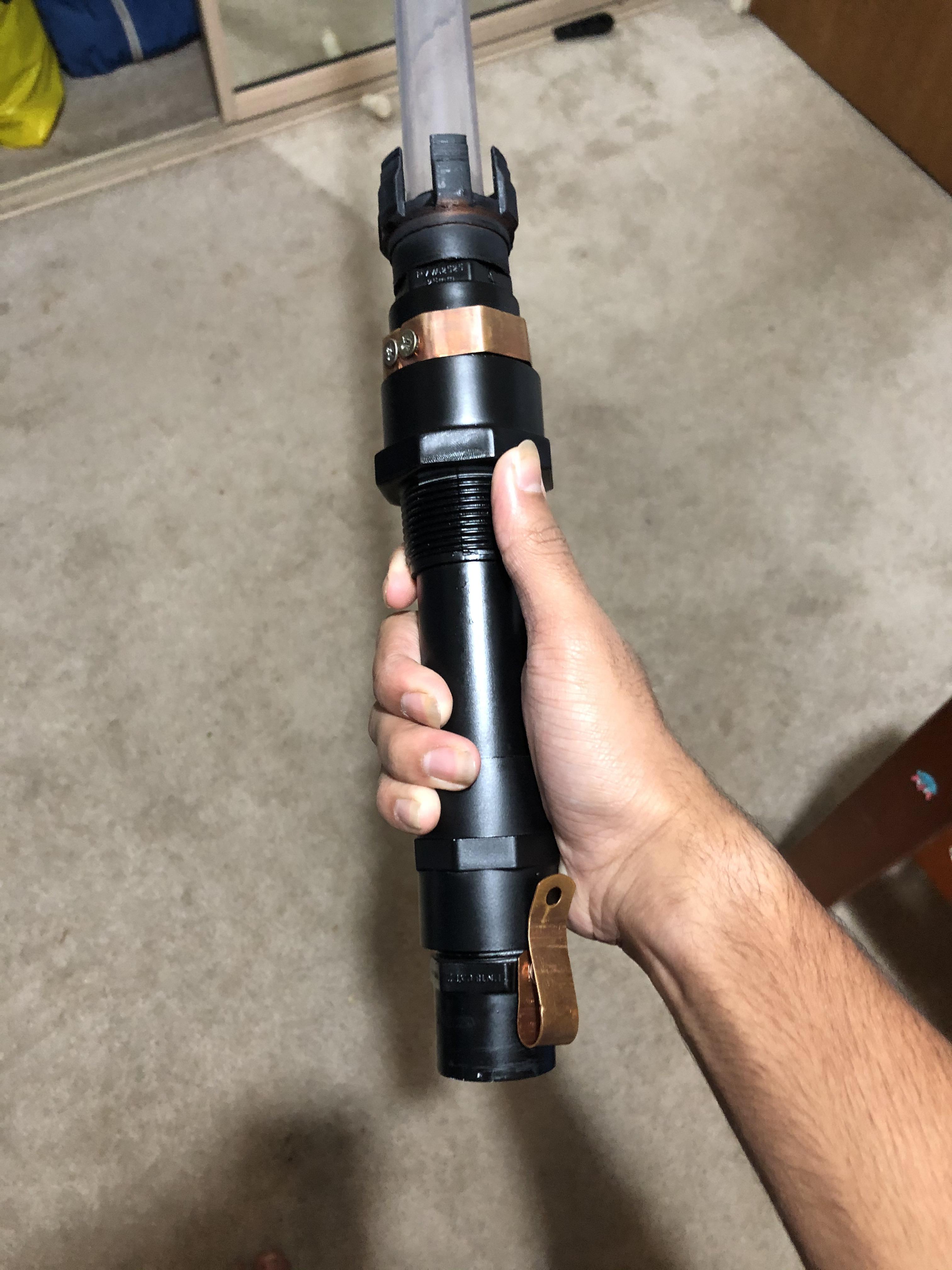 Just made my own custom PVC lightsaber! Electronics suggestions pls
