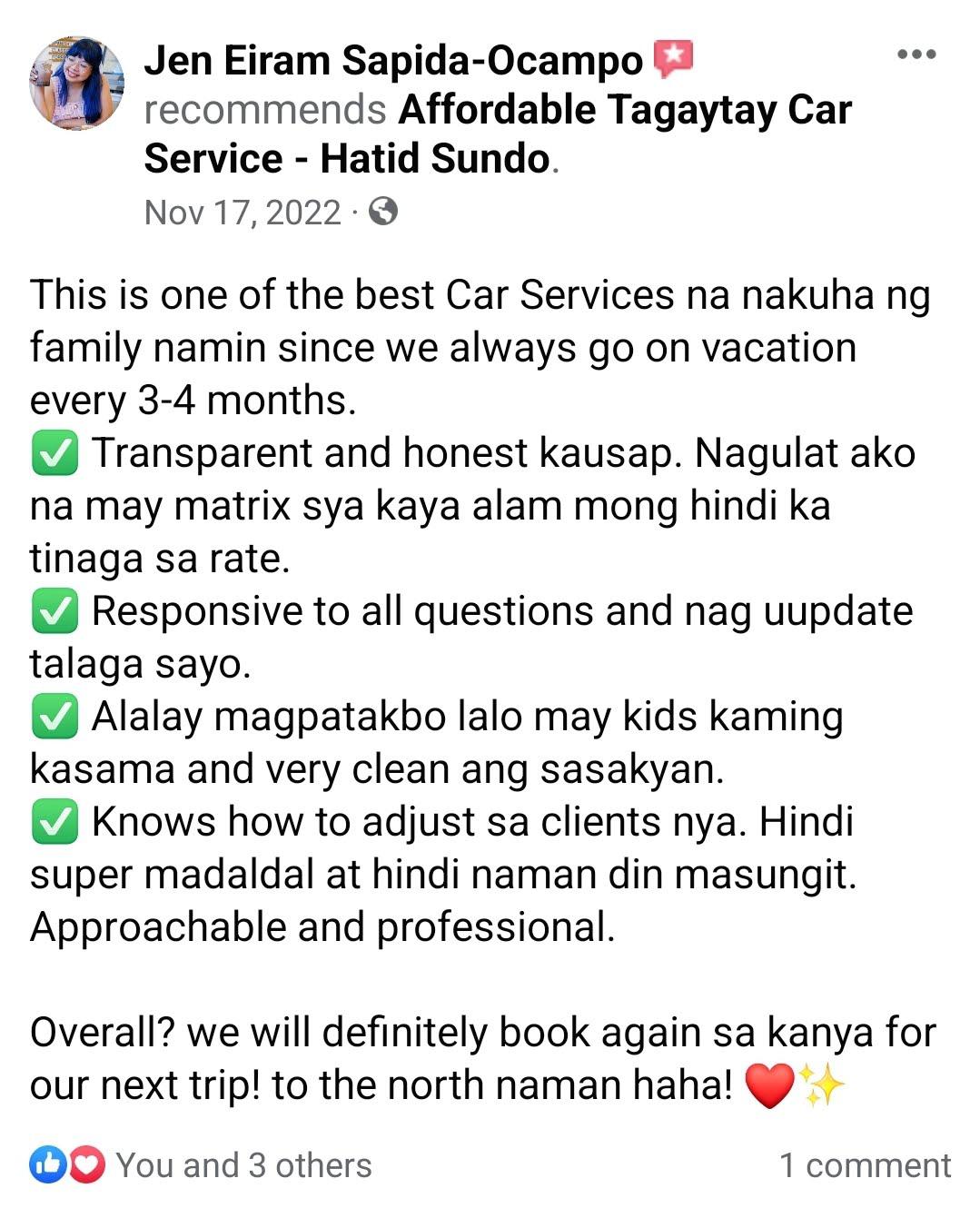 Affordable Tagaytay Car Service Hatid Sundo r/phclassifieds