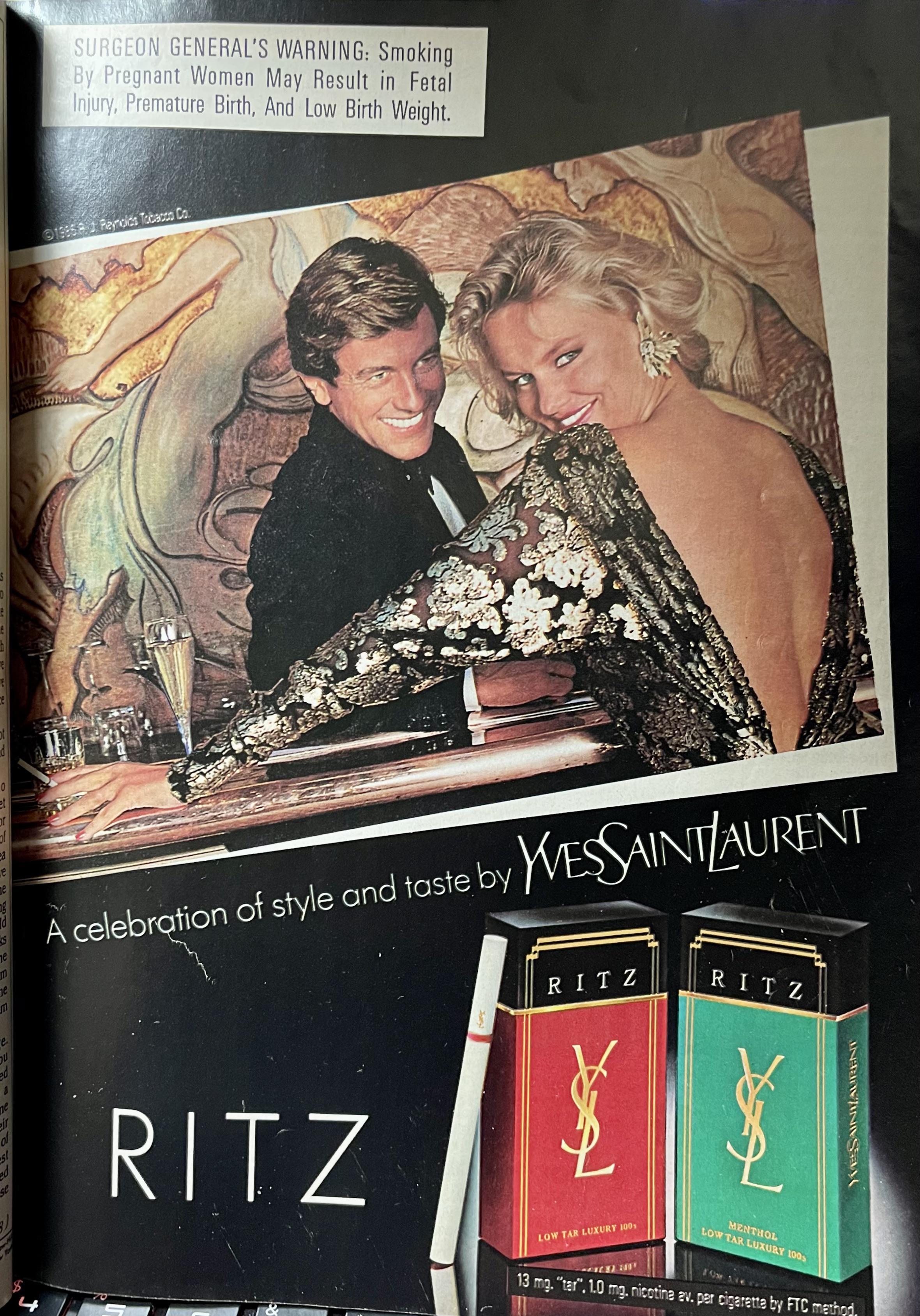 Yves Saint Laurent Ritz Cigarettes 1986 r/vintageads