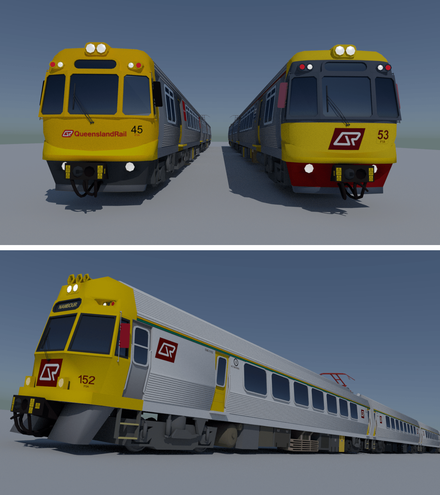 Brisbane, Queensland Rail Trains Modelled in r/blender brisbane