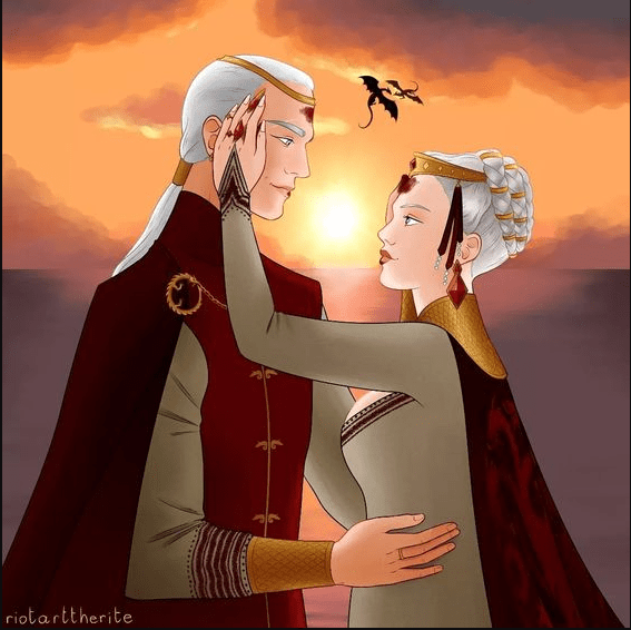 "House of the Dragon version of Rhaenyra and Daemon's wedding", by