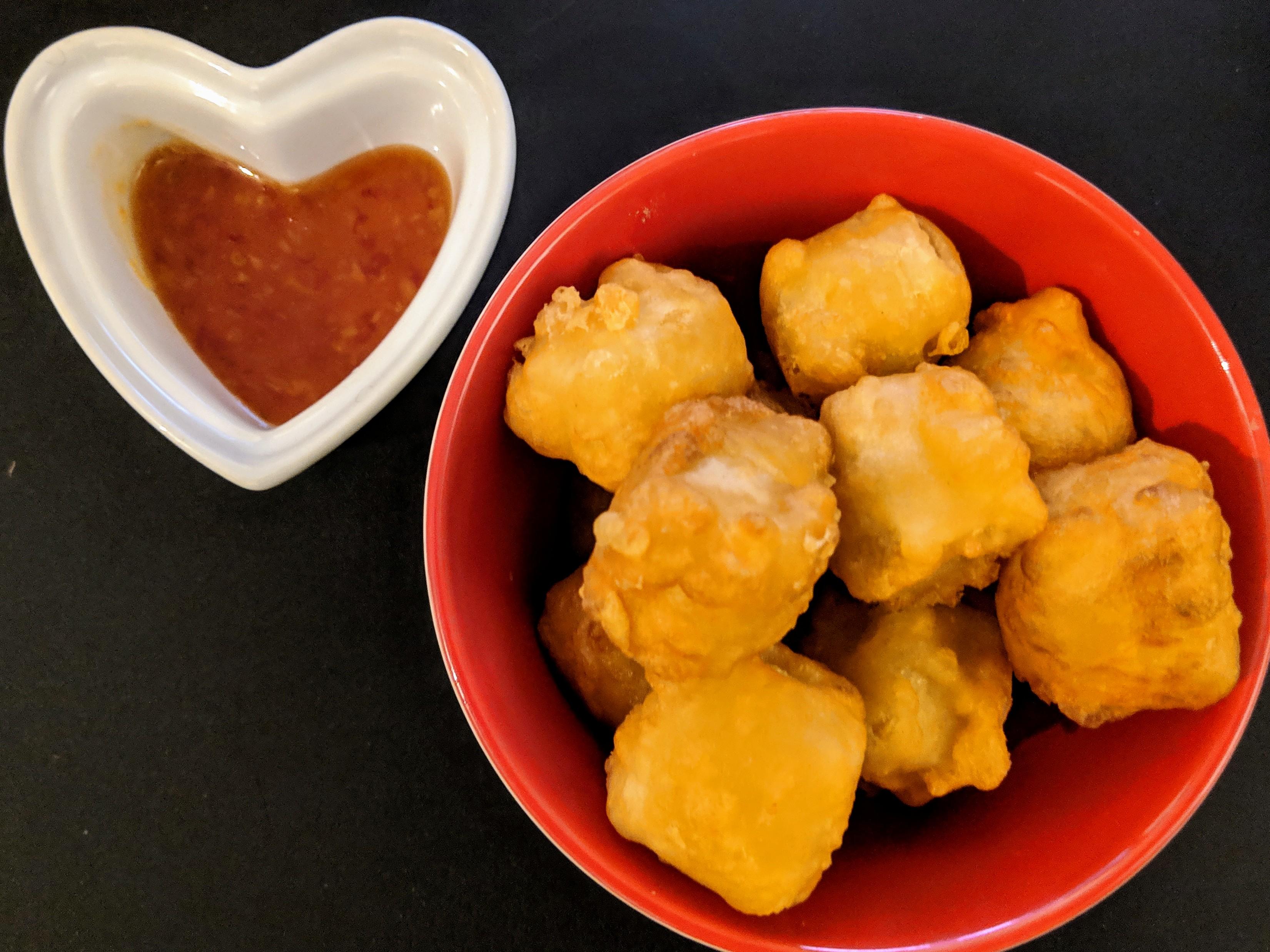 Tofu balls with sweet chilli sauce! I only recently became vegetarian