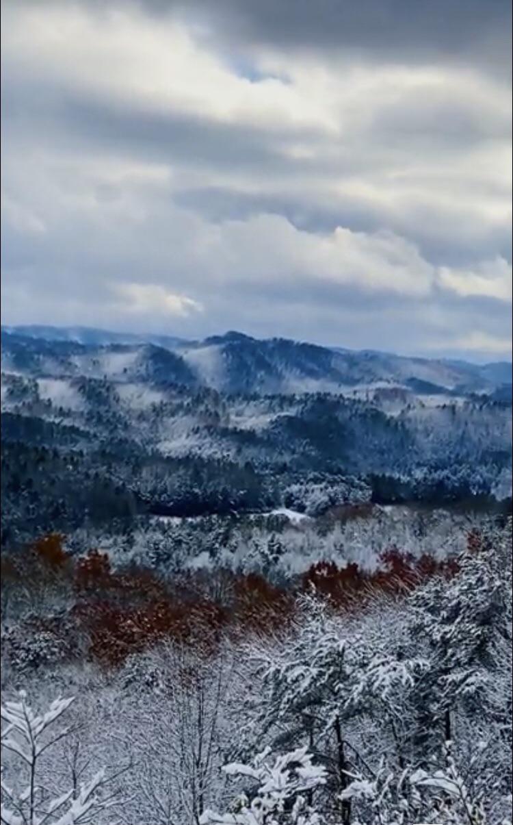 The Great Smoky Mountains National Park in Tennessee after the 1st Snow