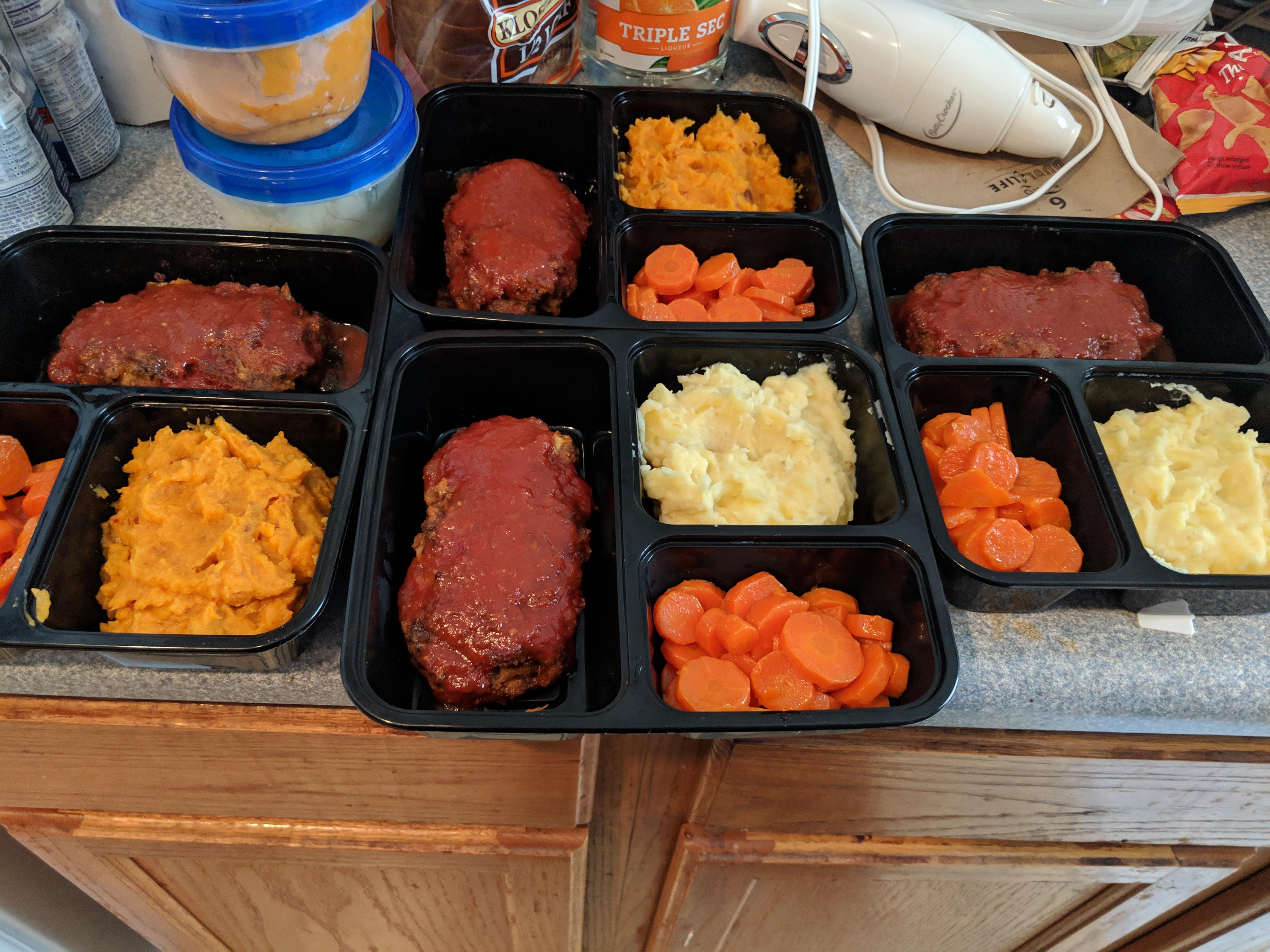 On a soft diet due to dental work so prepped some meatloaf with carrots and 2 kinds of mash r