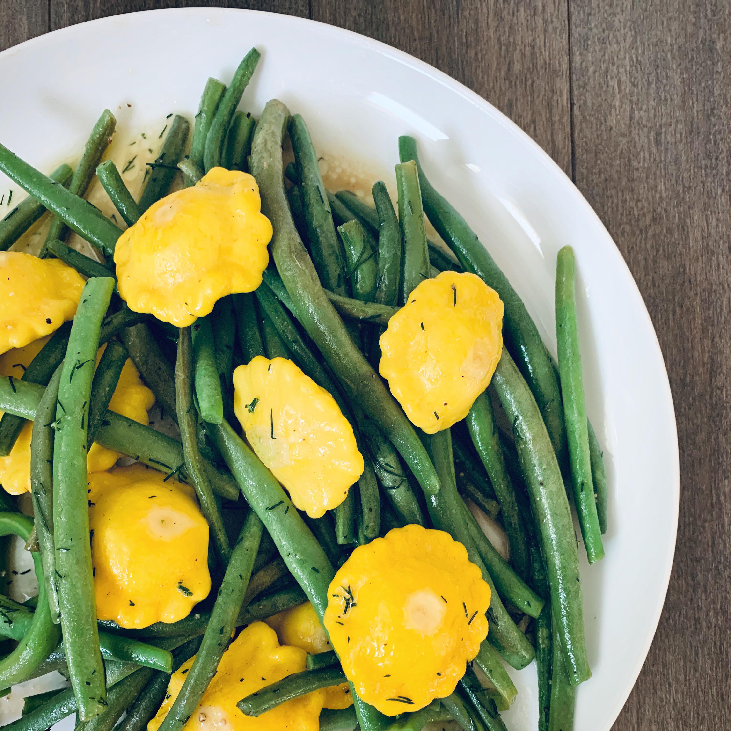 Patty Pan Squash and Green Beans with Browned Butter White Balsamic and