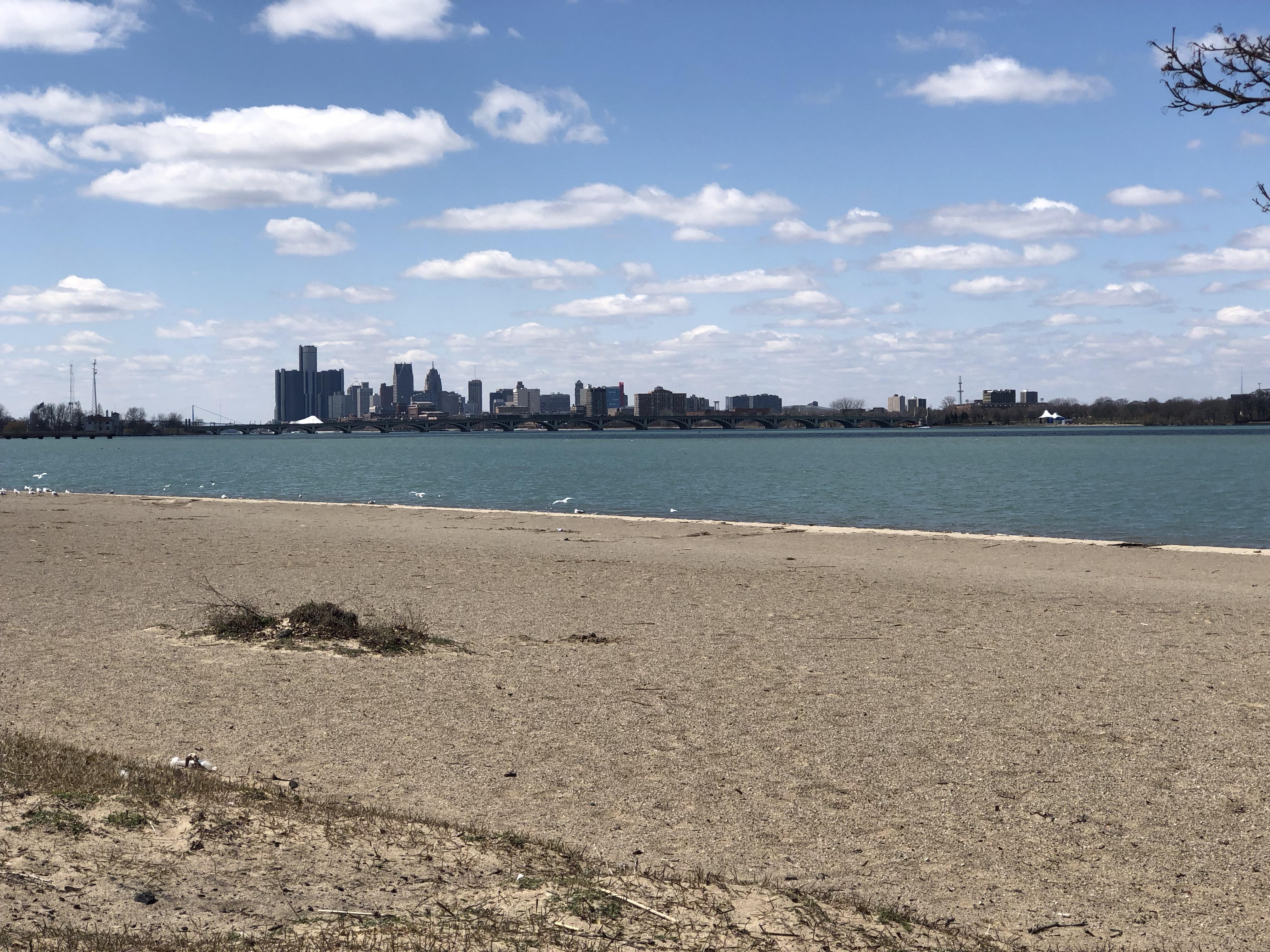 Detroit skyline from Belle Isle. r/Michigan