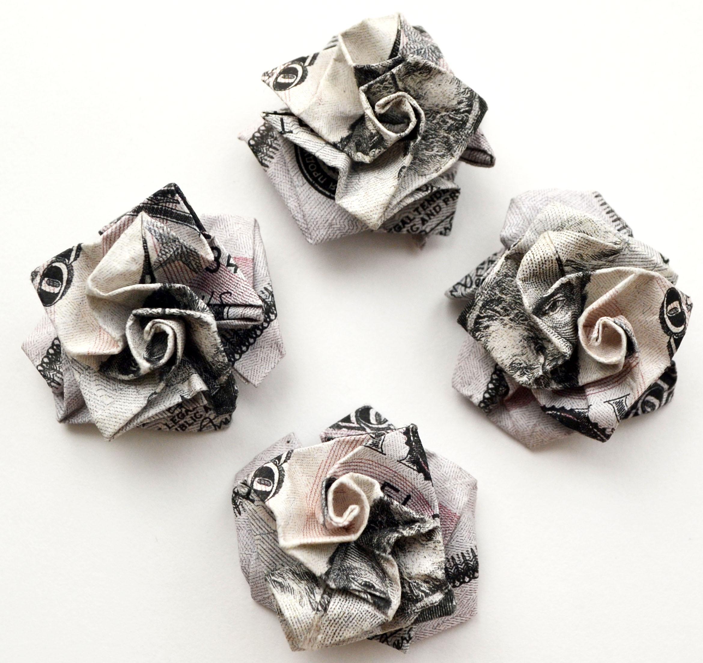 Nice Money ROSE Origami out of One Dollar bill Tutorial DIY (Jodi
