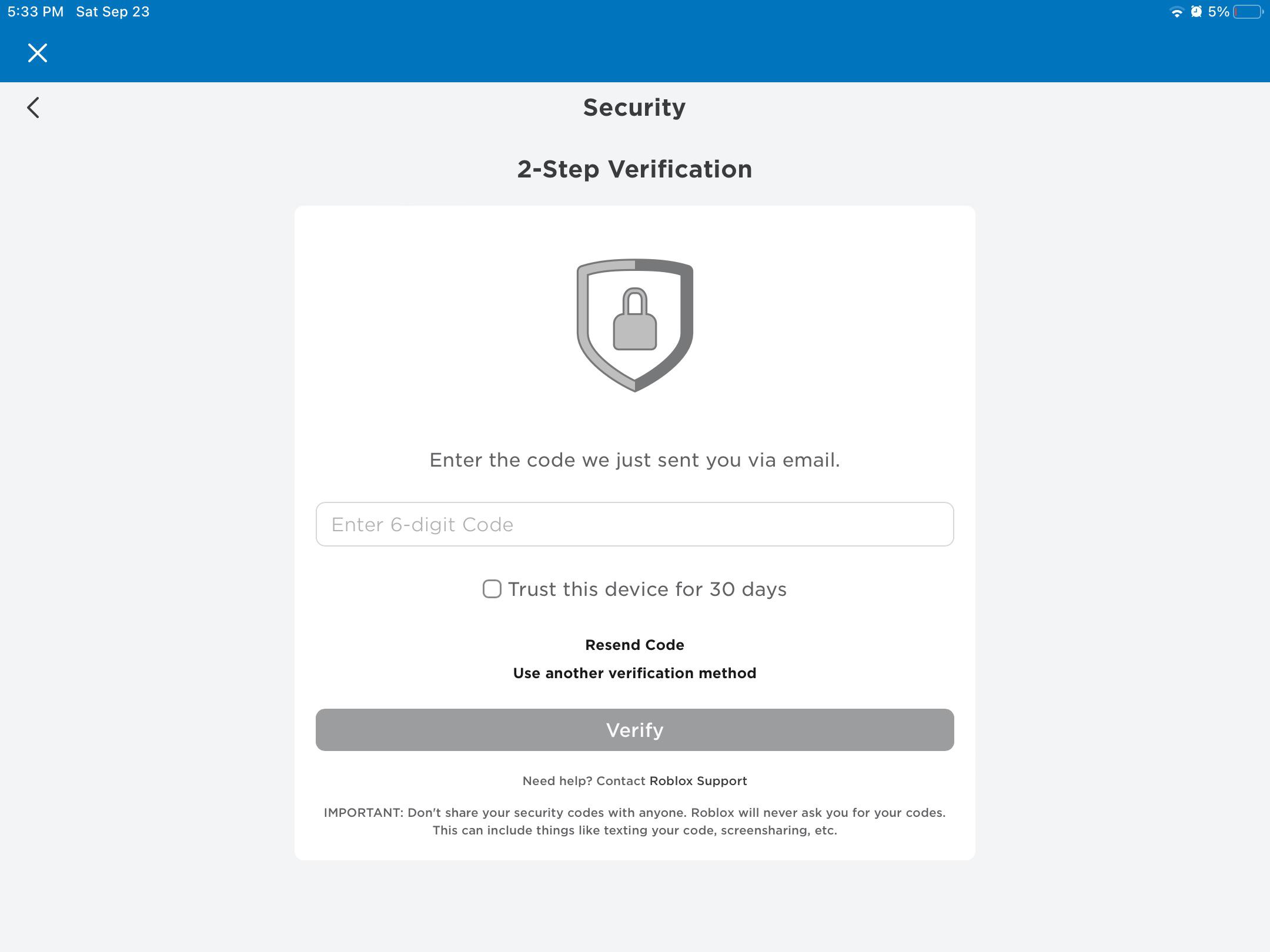 2FA not sending email. Roblox Support unhelpful Platform Usage