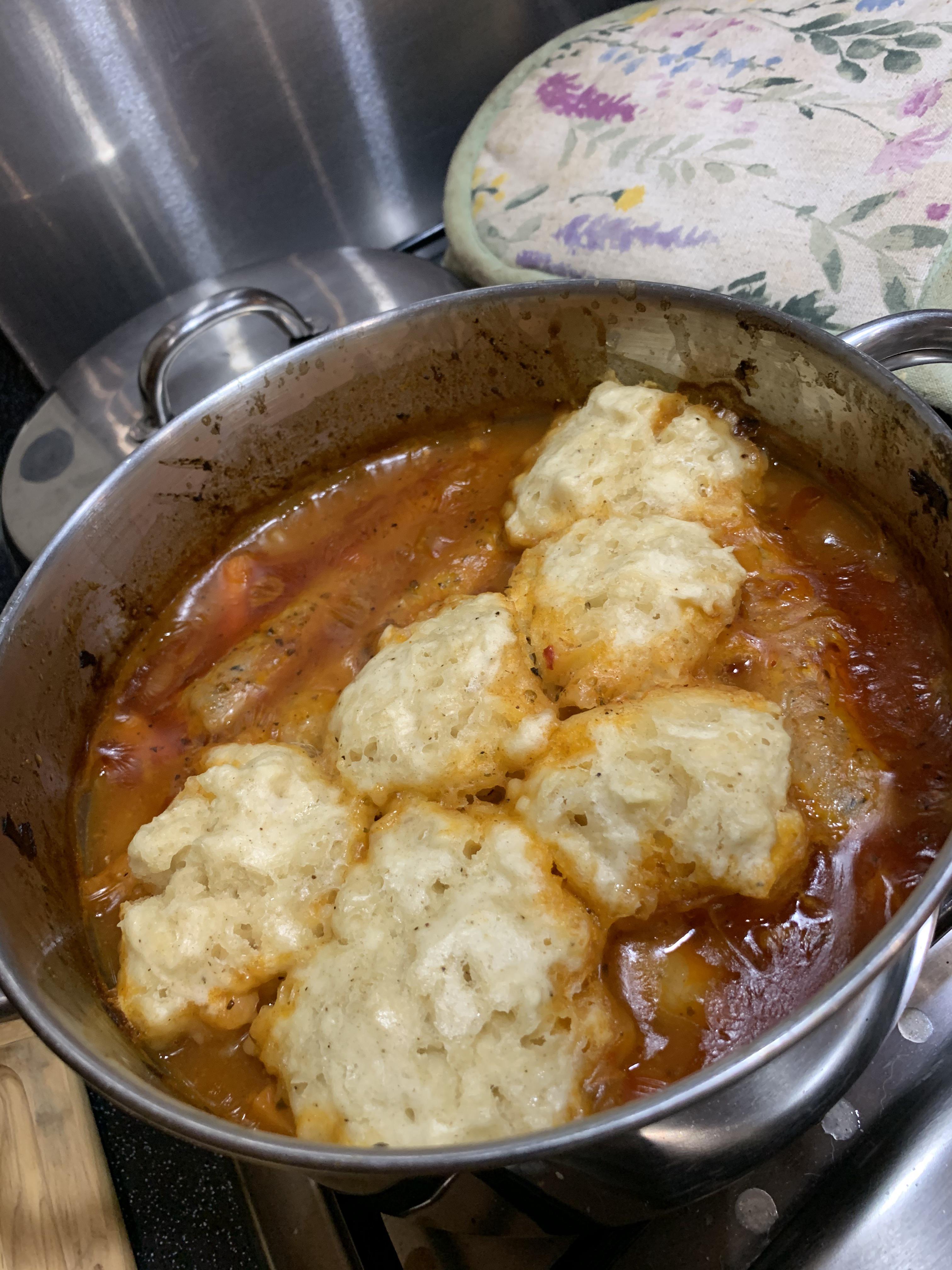 Sausage and chorizo stew with peppery dumplings r/UK_Food