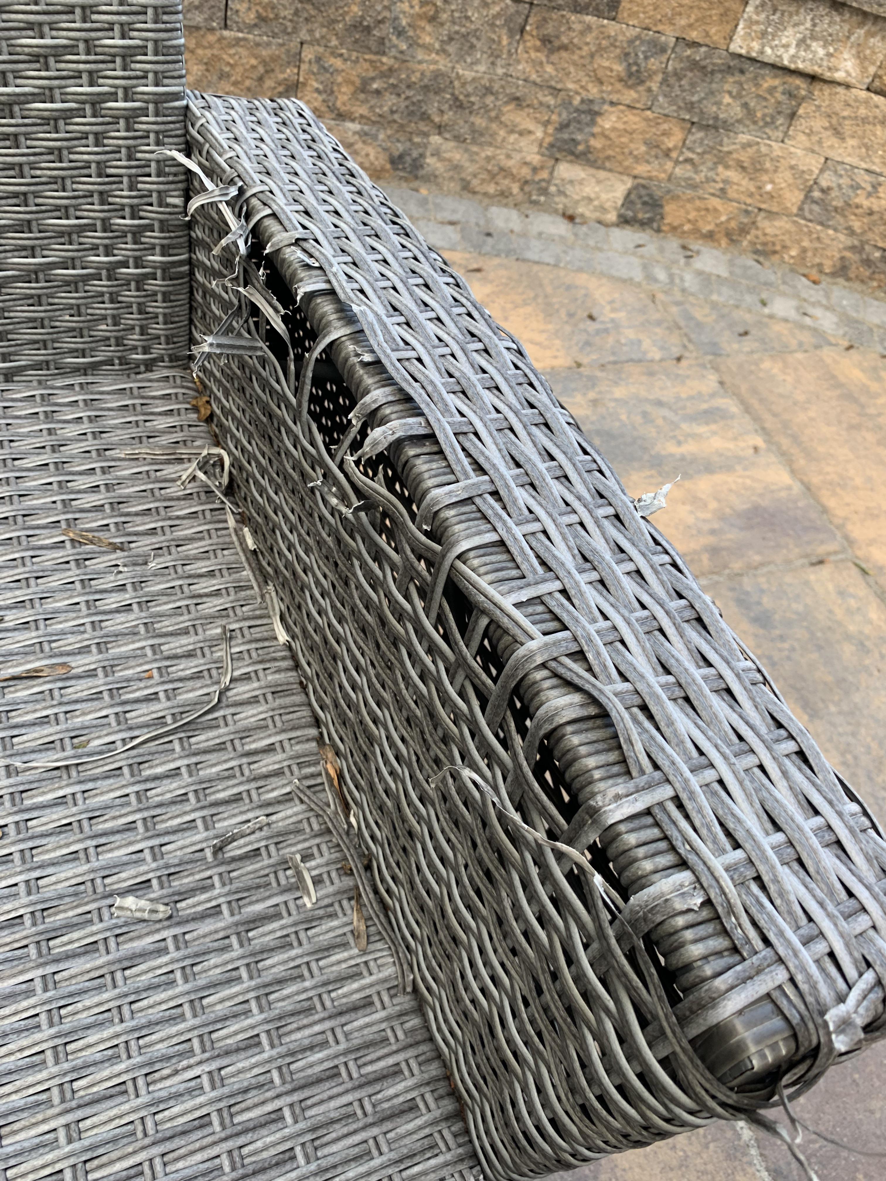Dog chewed plastic rattan furniture r/fixit
