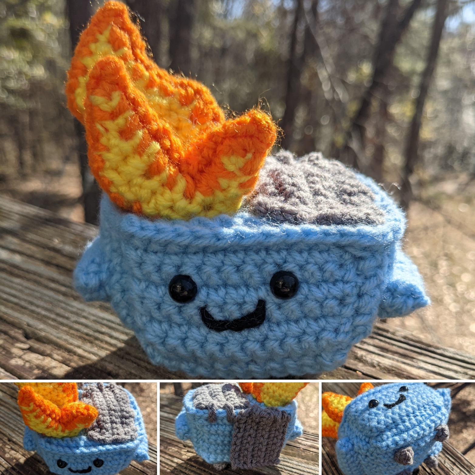 I made a cute little dumpster fire! Amigurumi