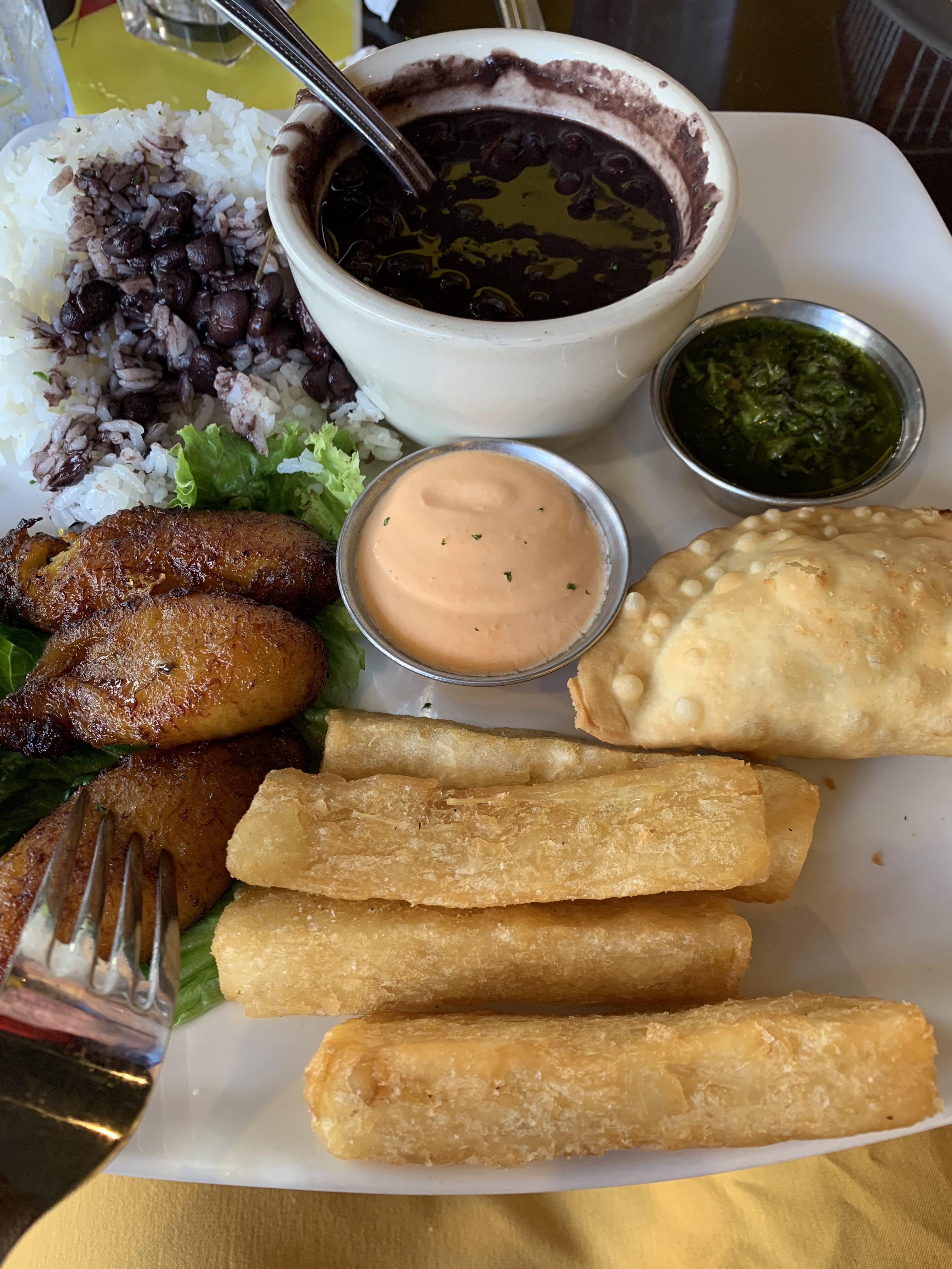 Delicious spread from a Cuban restaurant in Louisville Kentucky. Beans