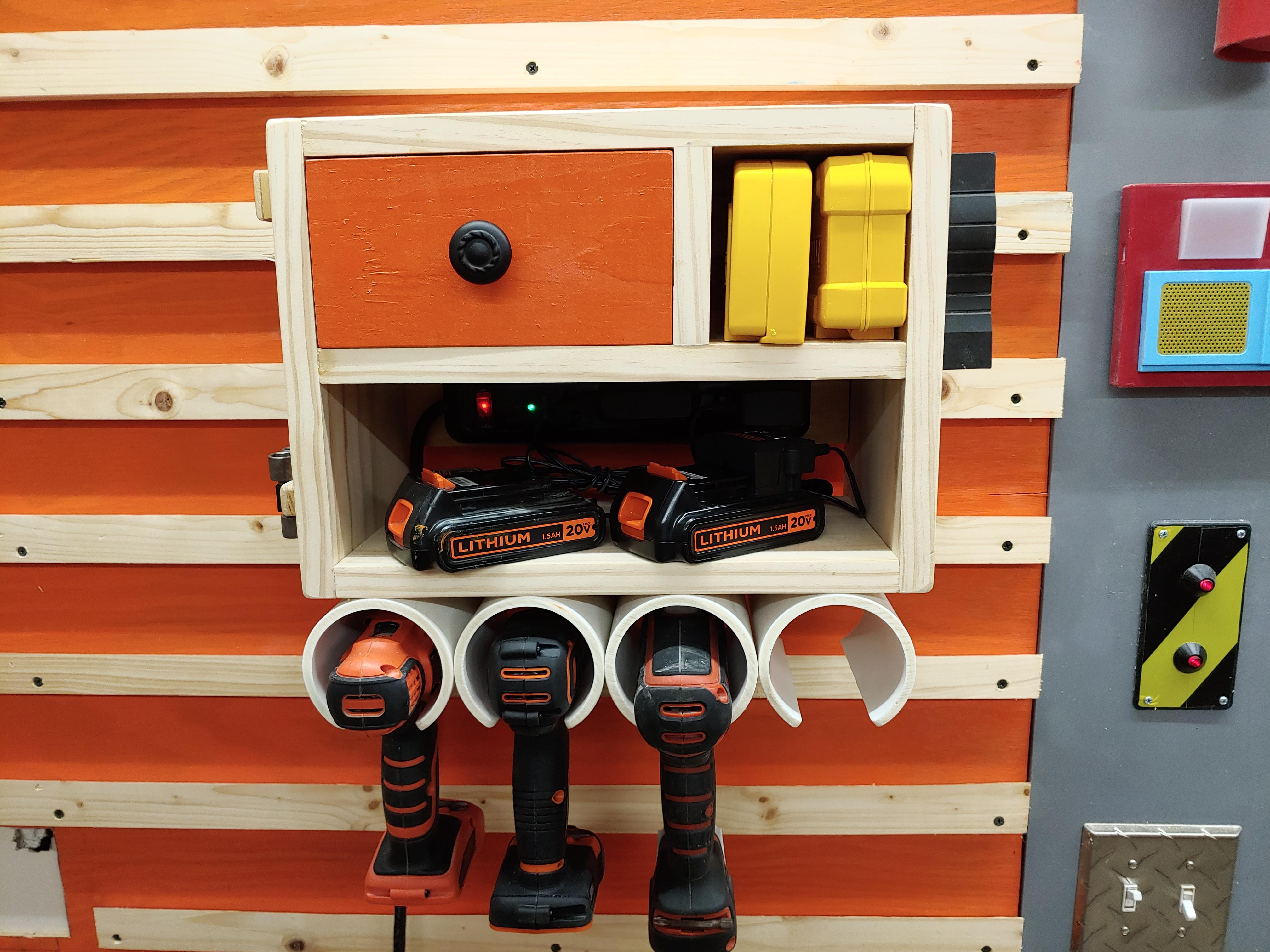 I built a new cordless drill holder to improve on my old one. It's a