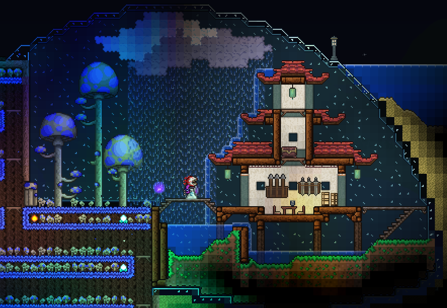 One of my older builds, partially submerged zen mushroom garden r