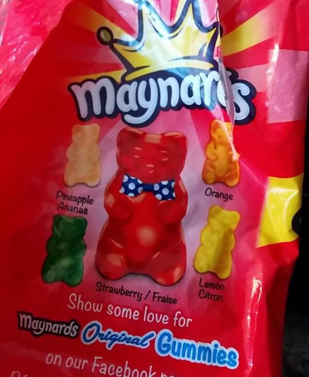 Maynard's original gummy bears doesn't list what flavour the green bear