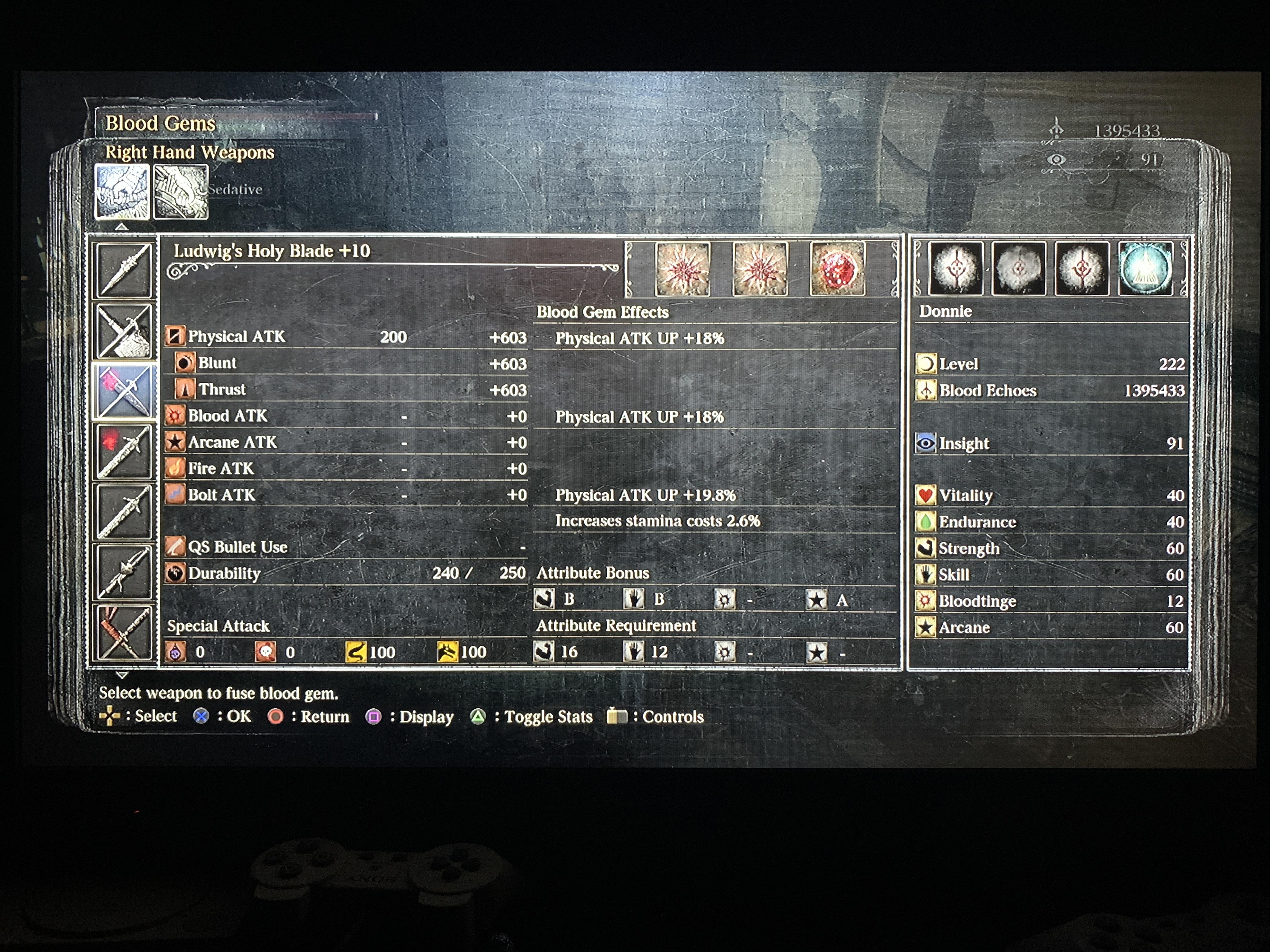 Good blood gems for Ludwig’s holy blade? Not really build heavy just