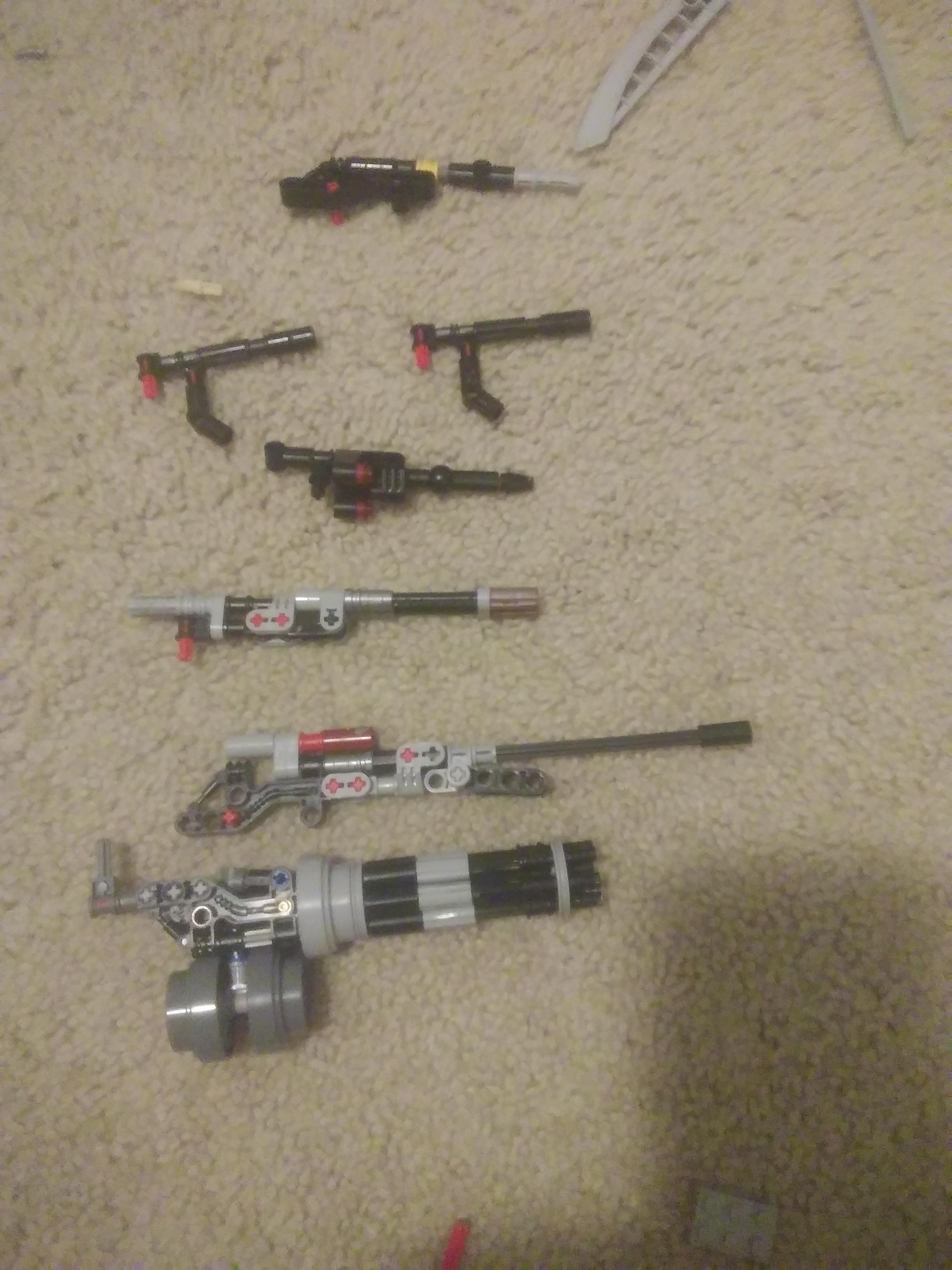 Some bionicle guns I made the minigun is was the hardest r/bioniclelego